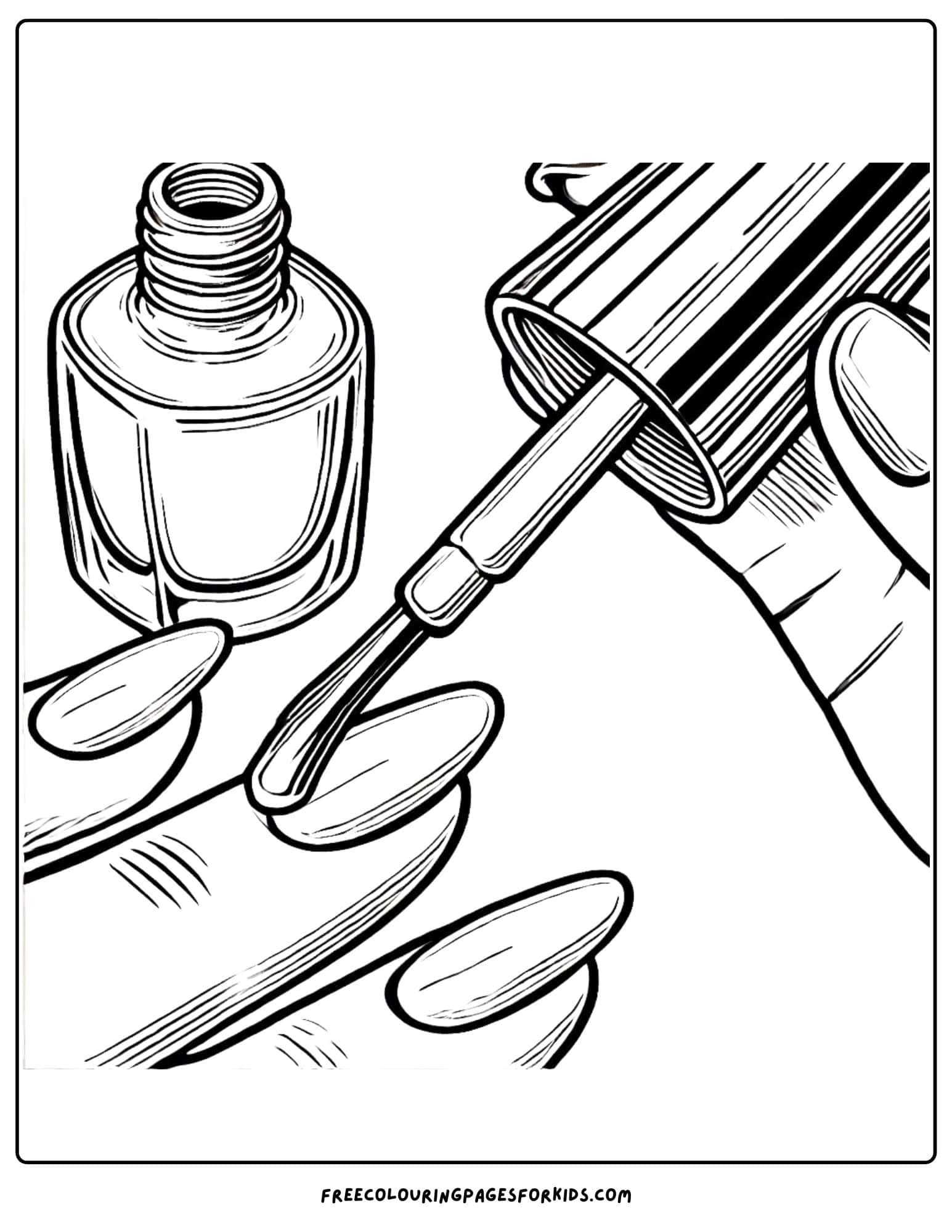 nail polish being applied to a nail coloring page