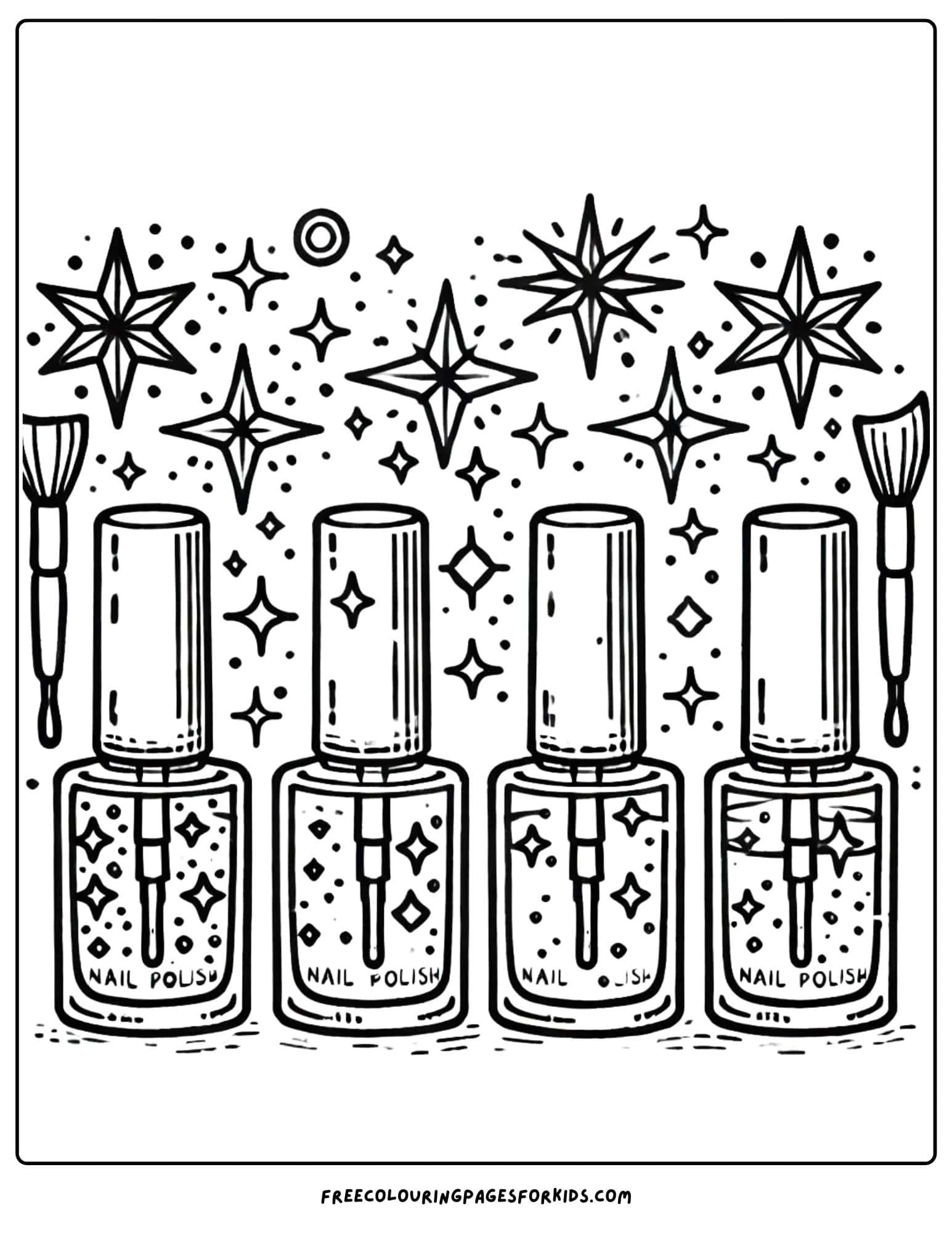 nail polish bottles with sparkles coloring page