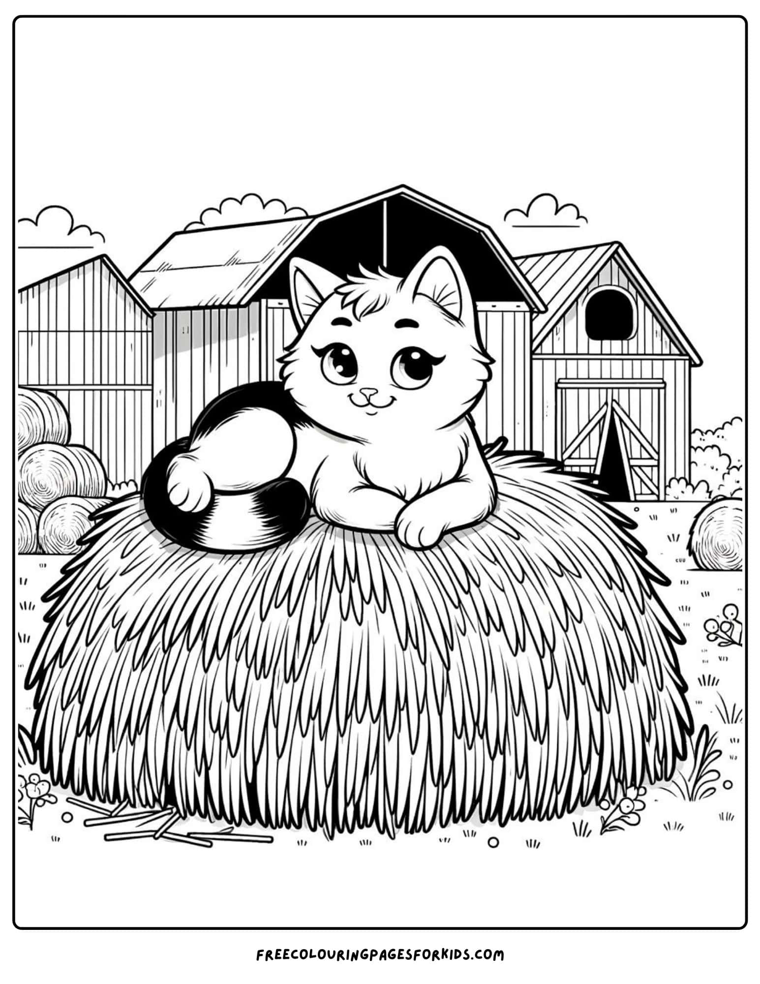 on the farm cat coloring page