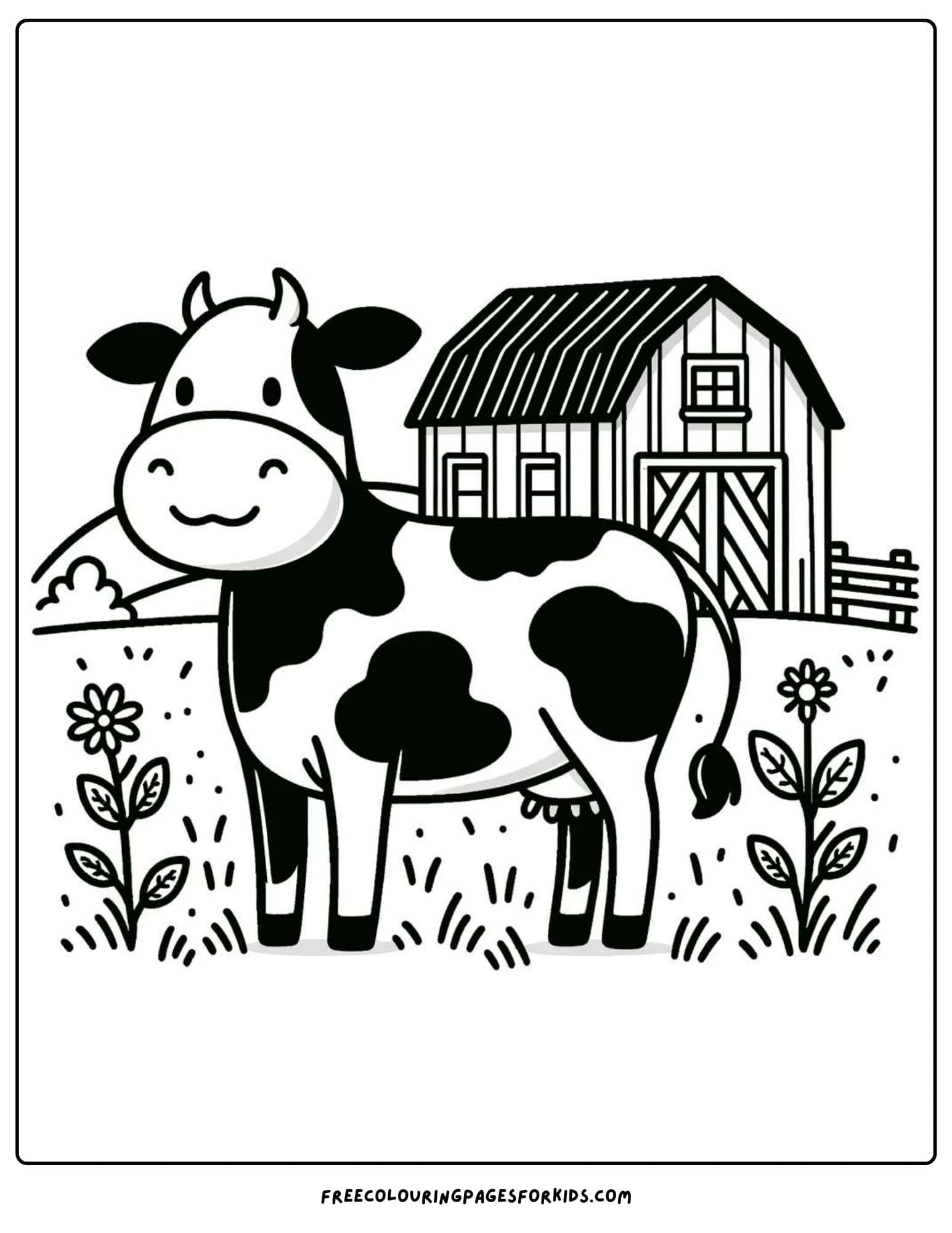 on the farm cow coloring page