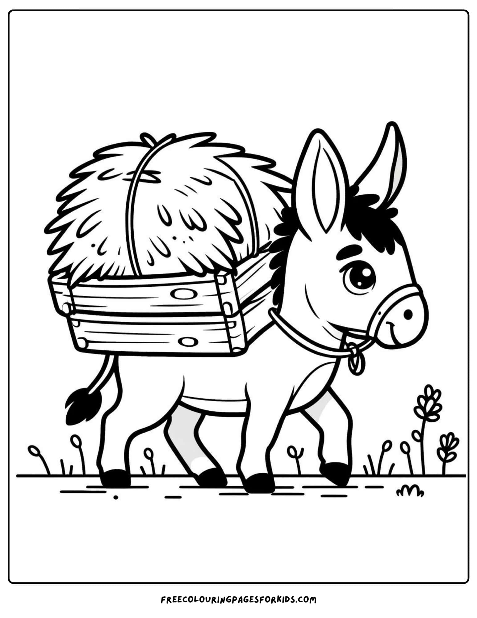 on the farm donkey coloring page