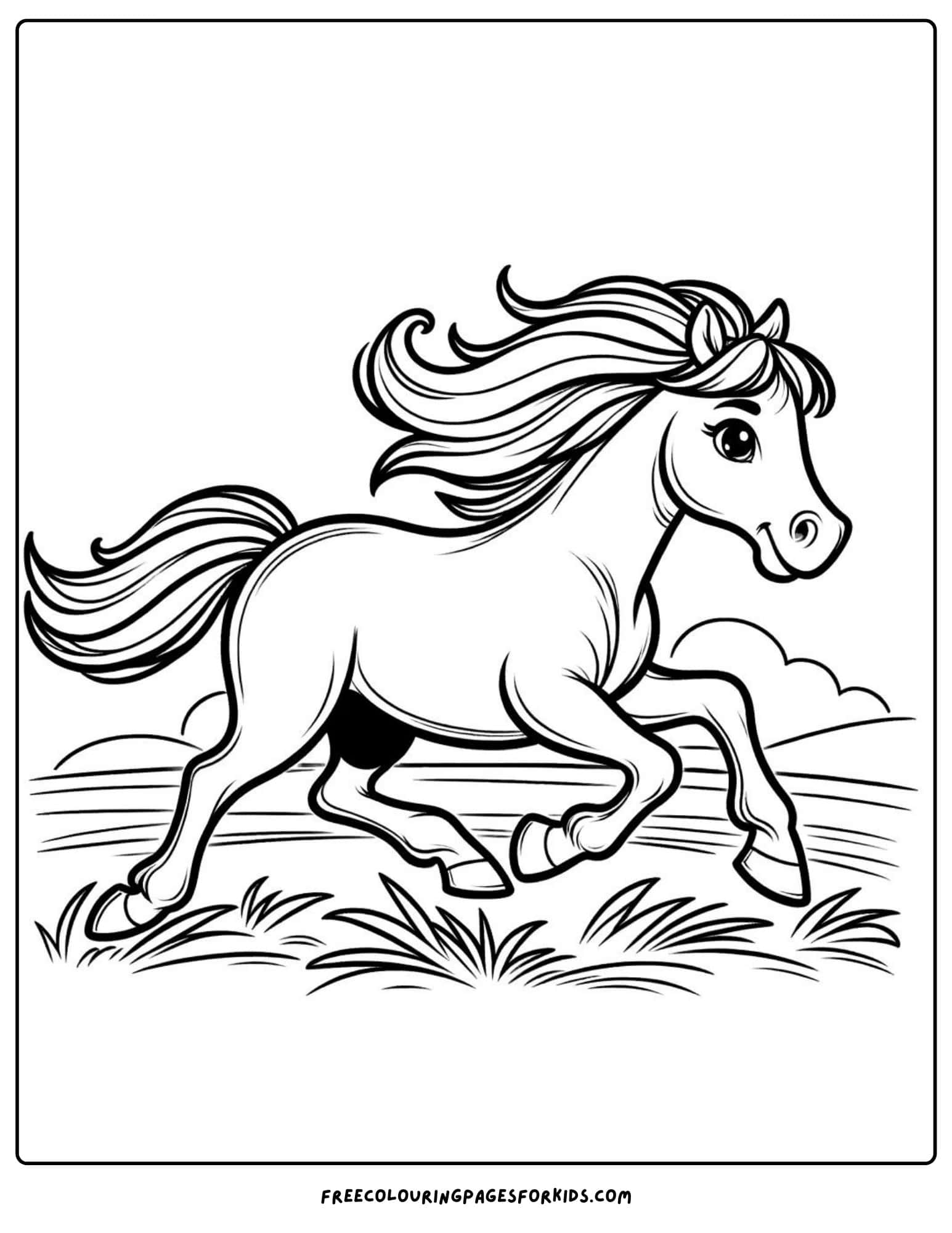 on the farm horse galloping coloring page