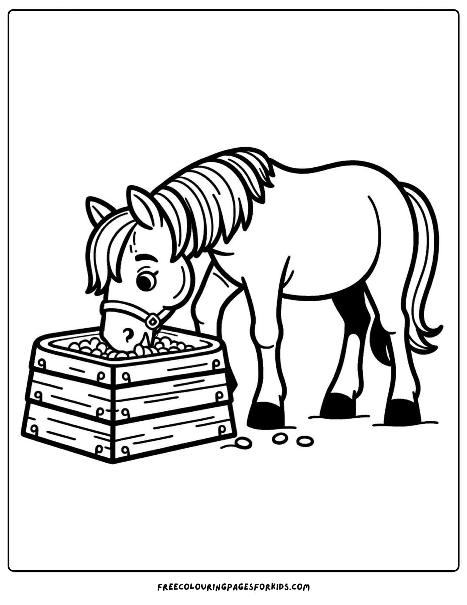 on the farm horse eating coloring page