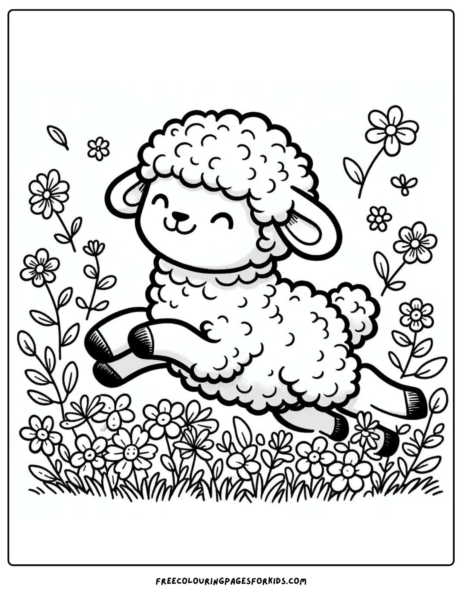 on the farm lamb coloring page