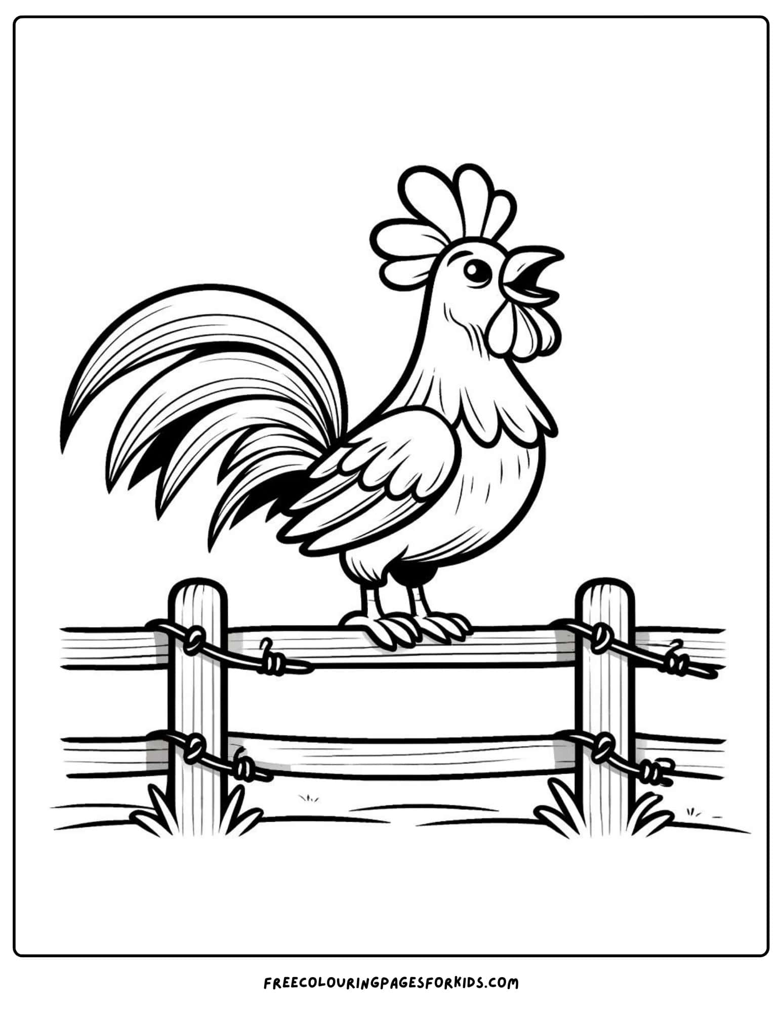 on the farm rooster coloring page