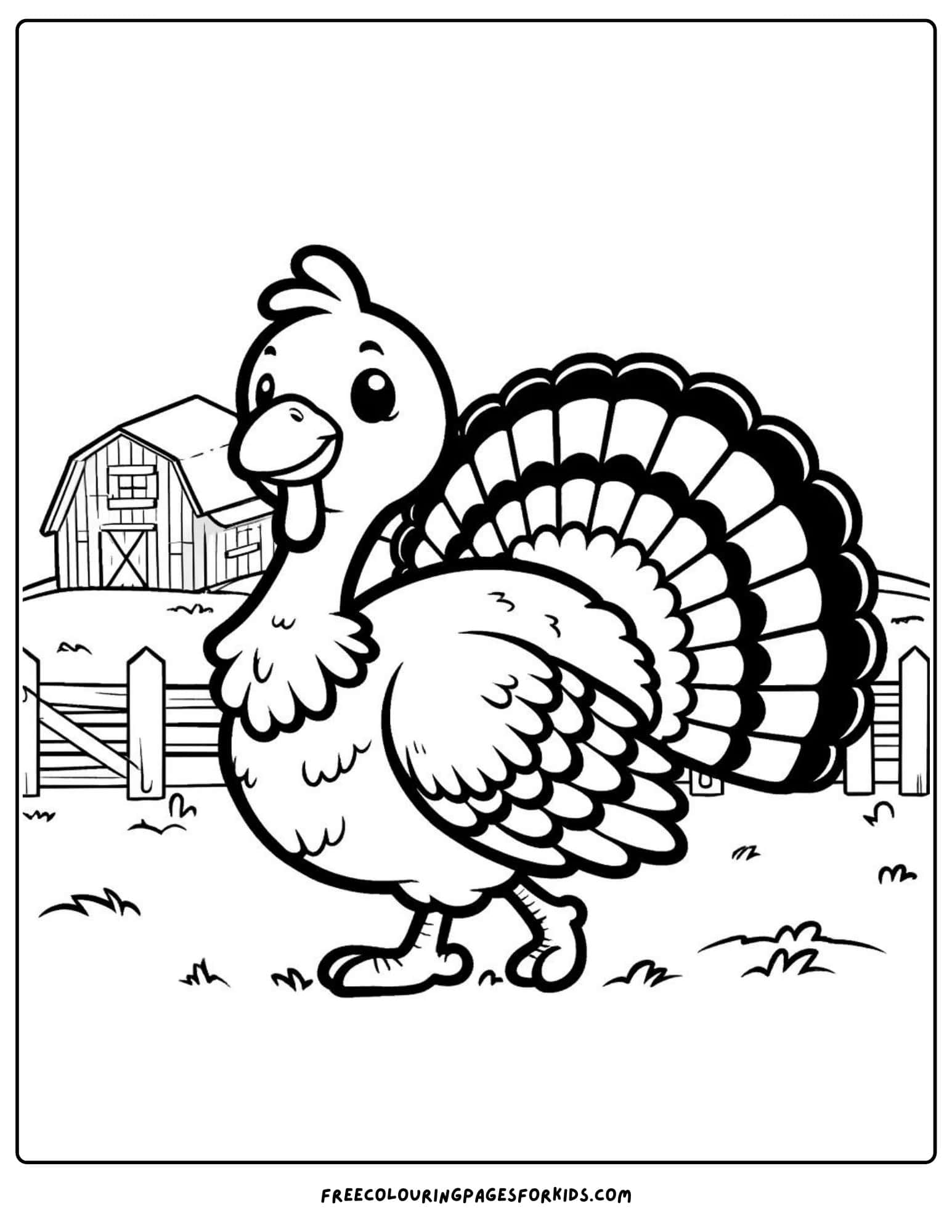 on the farm turkey coloring page