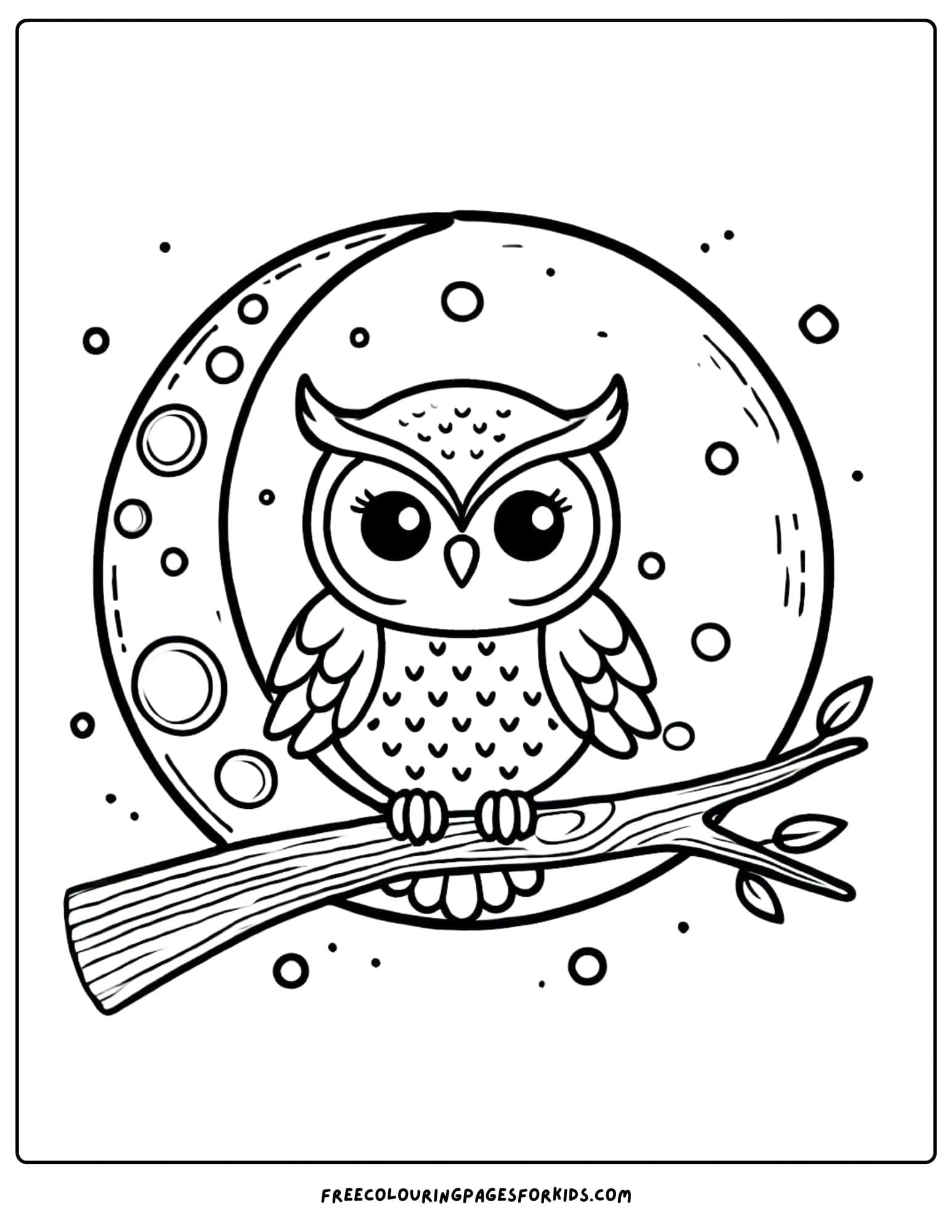 owl and the moon coloring page