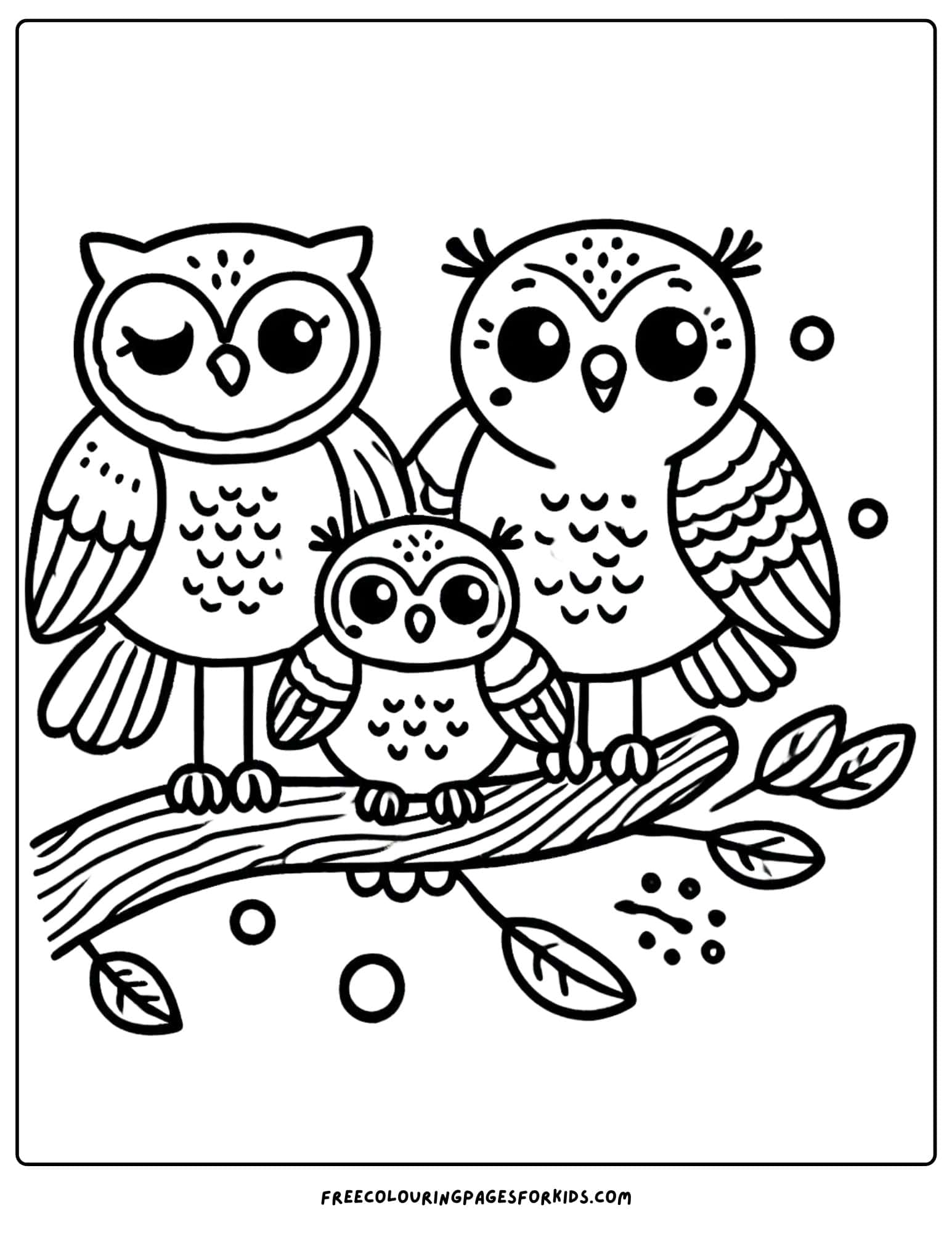 owl family coloring page