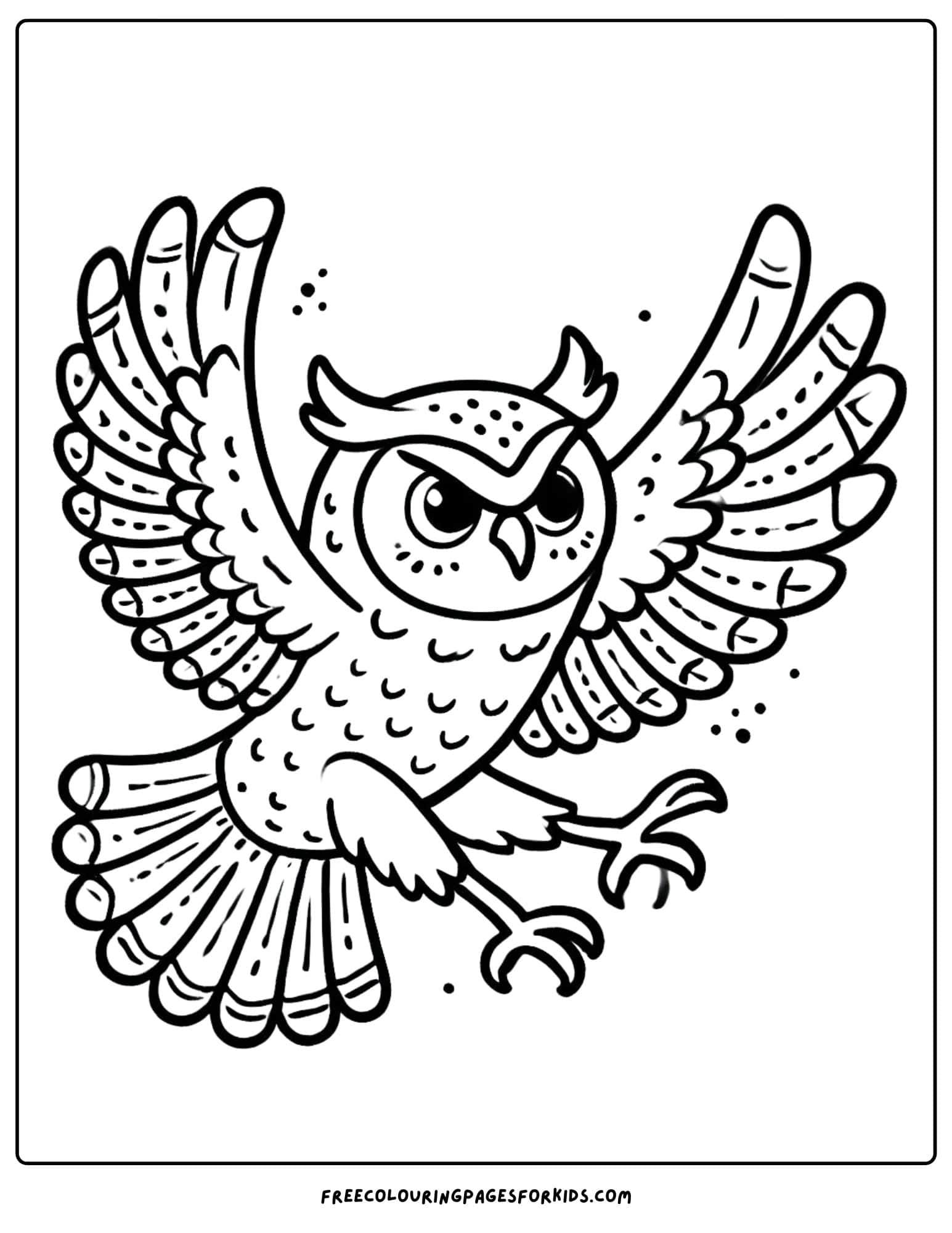 owl flying coloring page