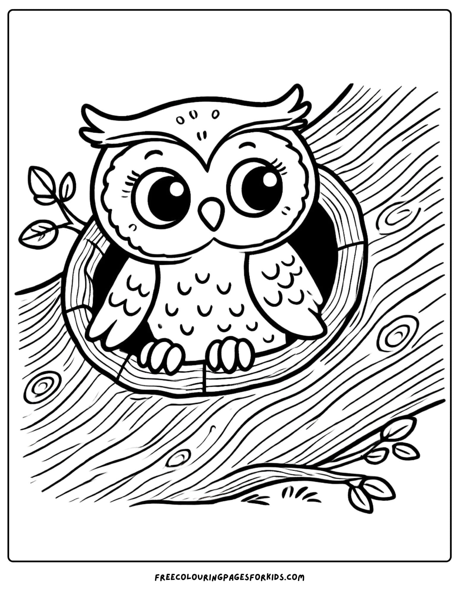 owl in a hollow coloring page