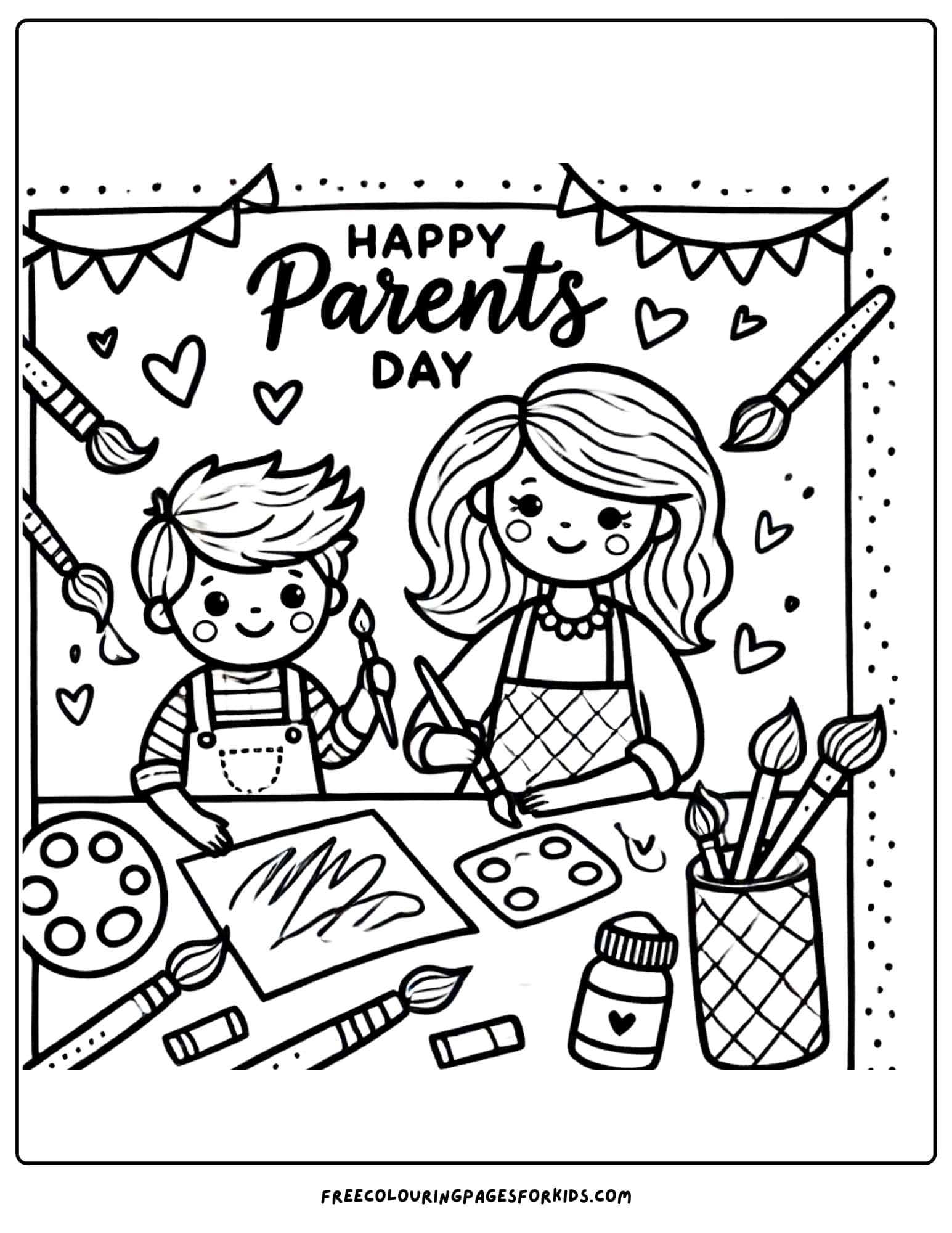 parents day art and craft coloring page