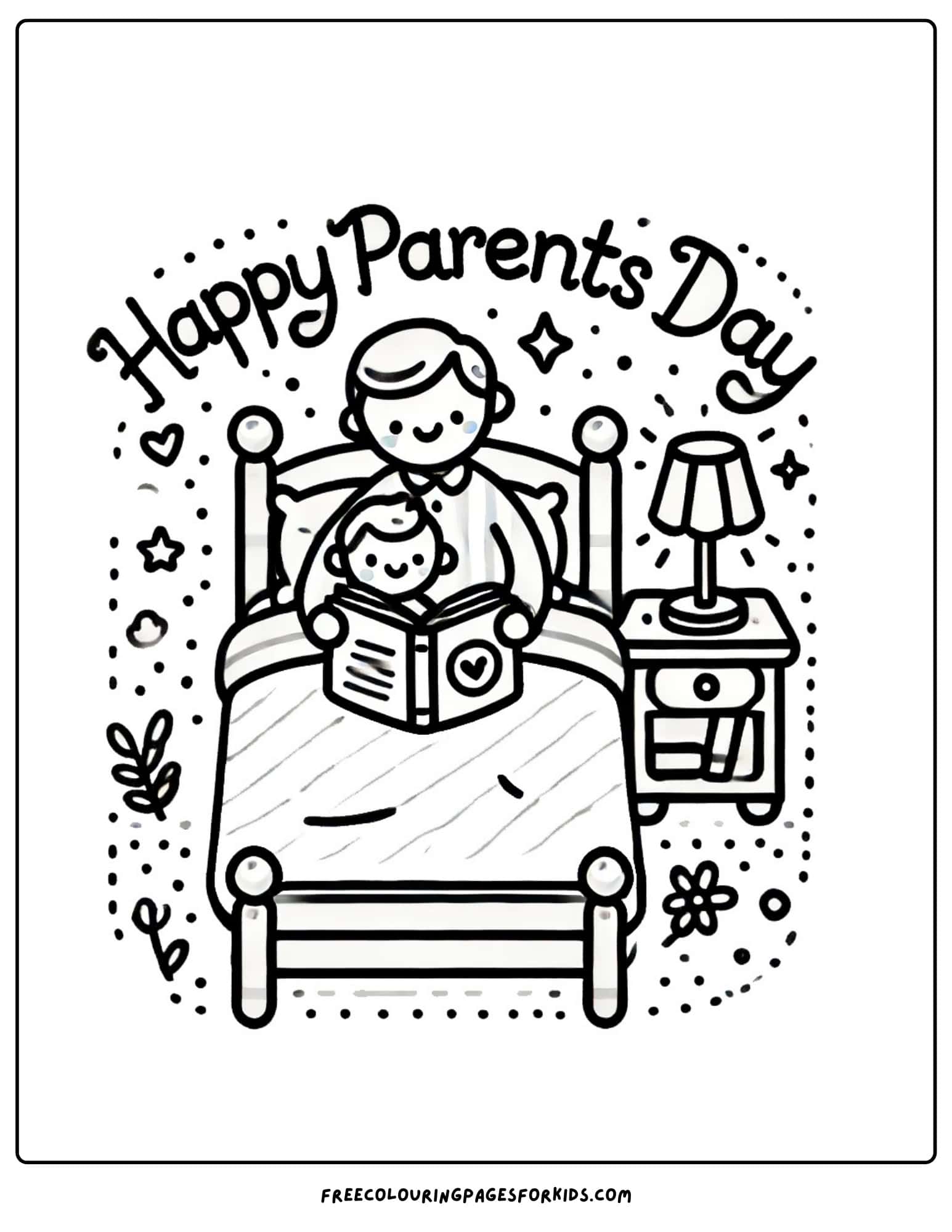 parents day bedtime story coloring page