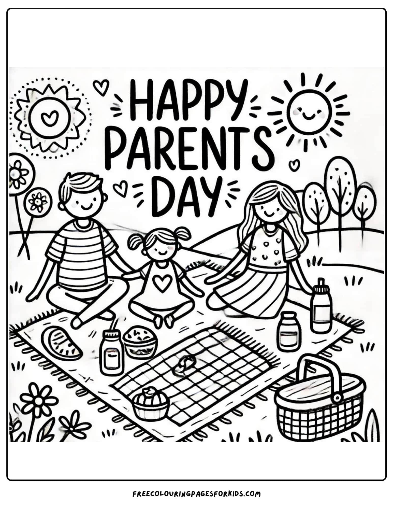 parents day picnic coloring page