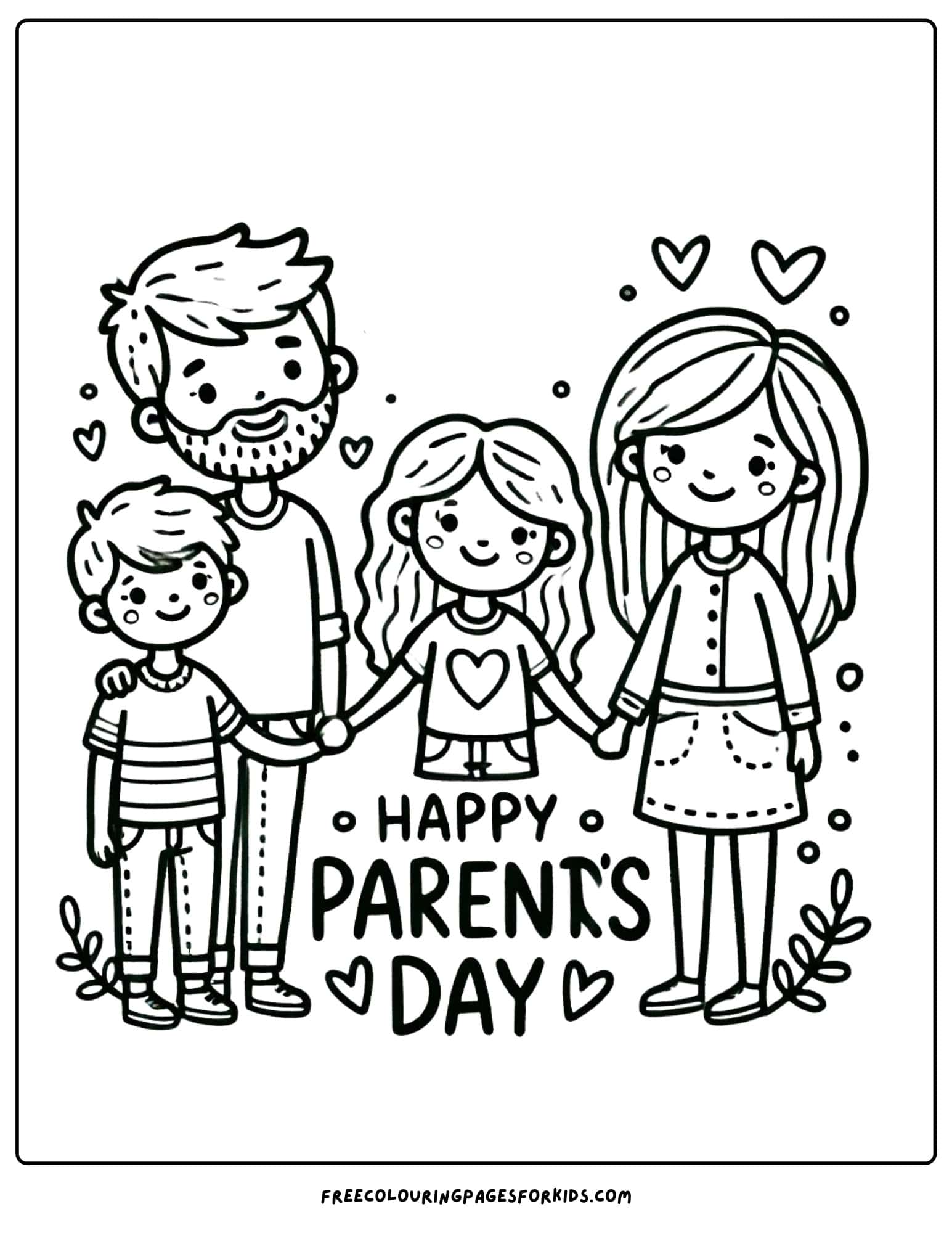 parents day family portrait coloring page