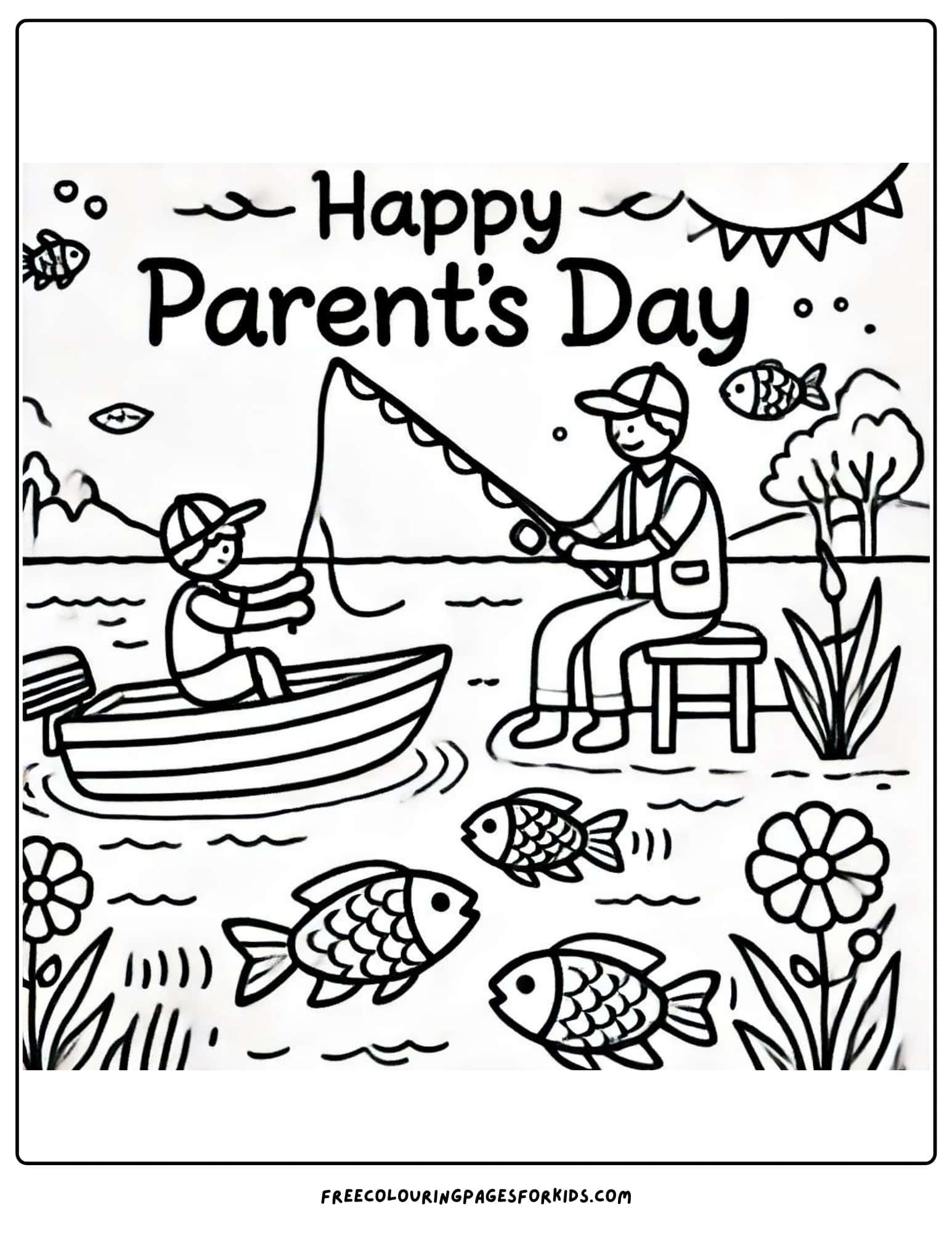 parents day fishing coloring page