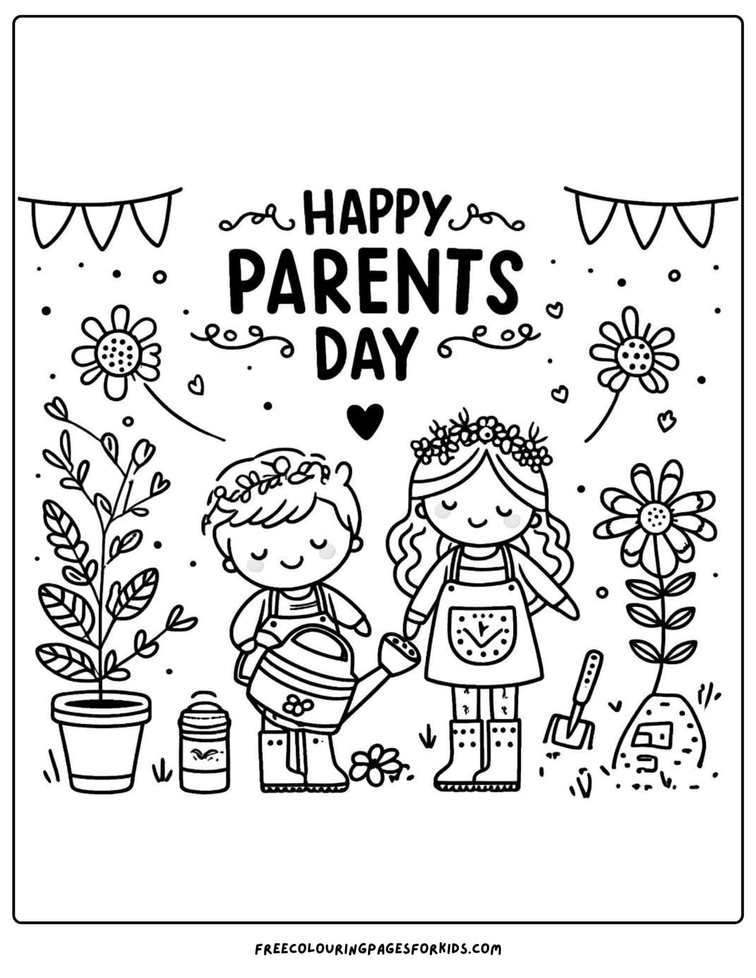 parents day gardening coloring page