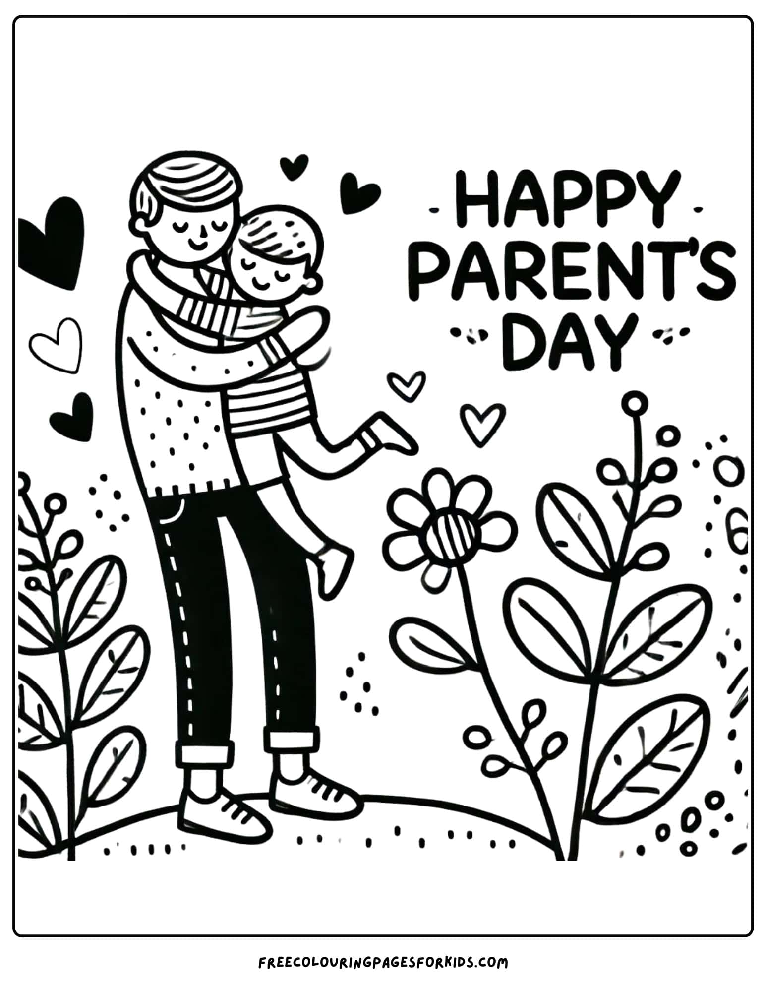 parents day hugging coloring page