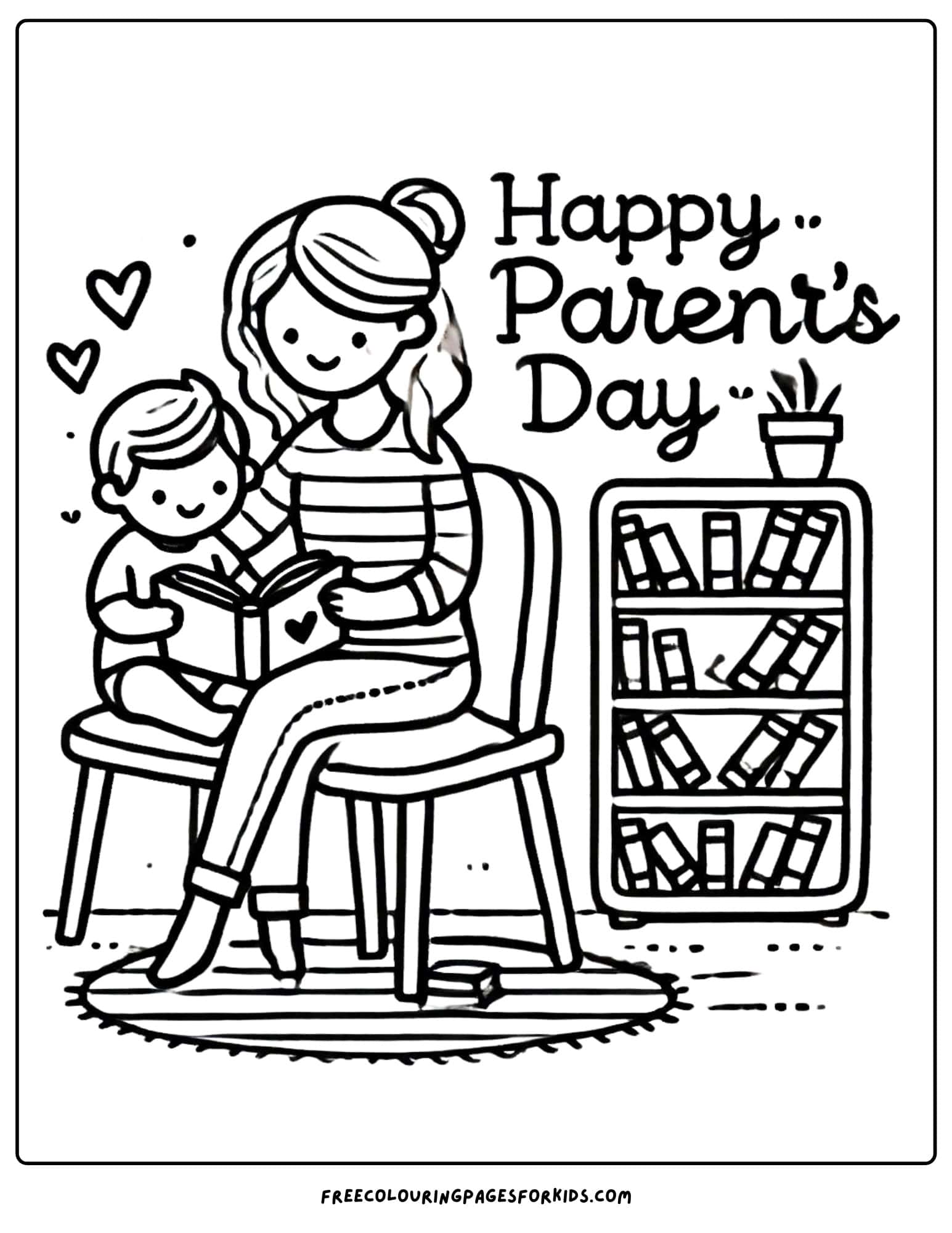 parents day reading coloring page