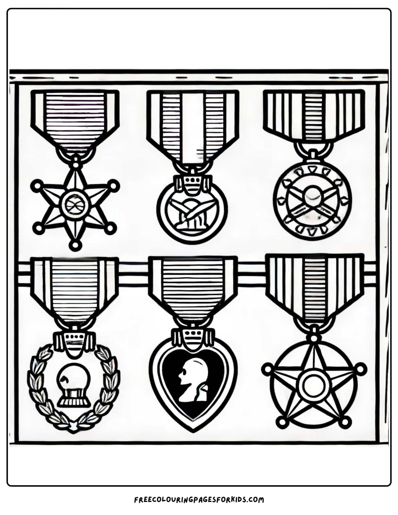 purple heart day medal display coloring page