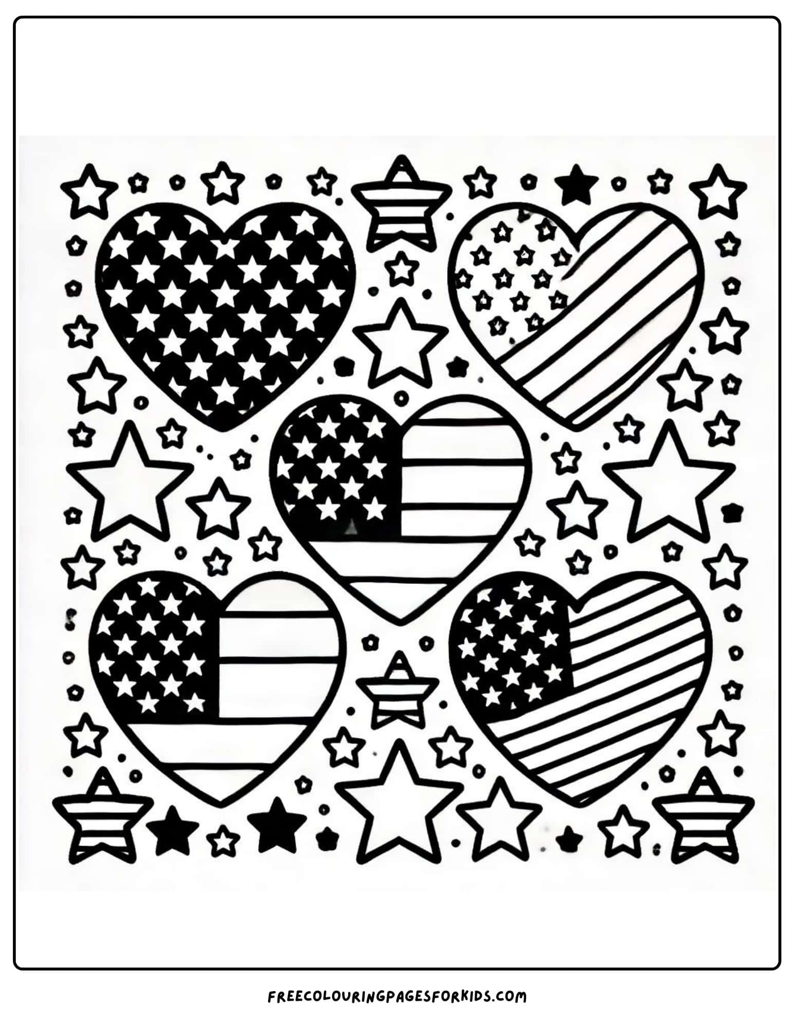 purple heart day patriotic hearts coloring page