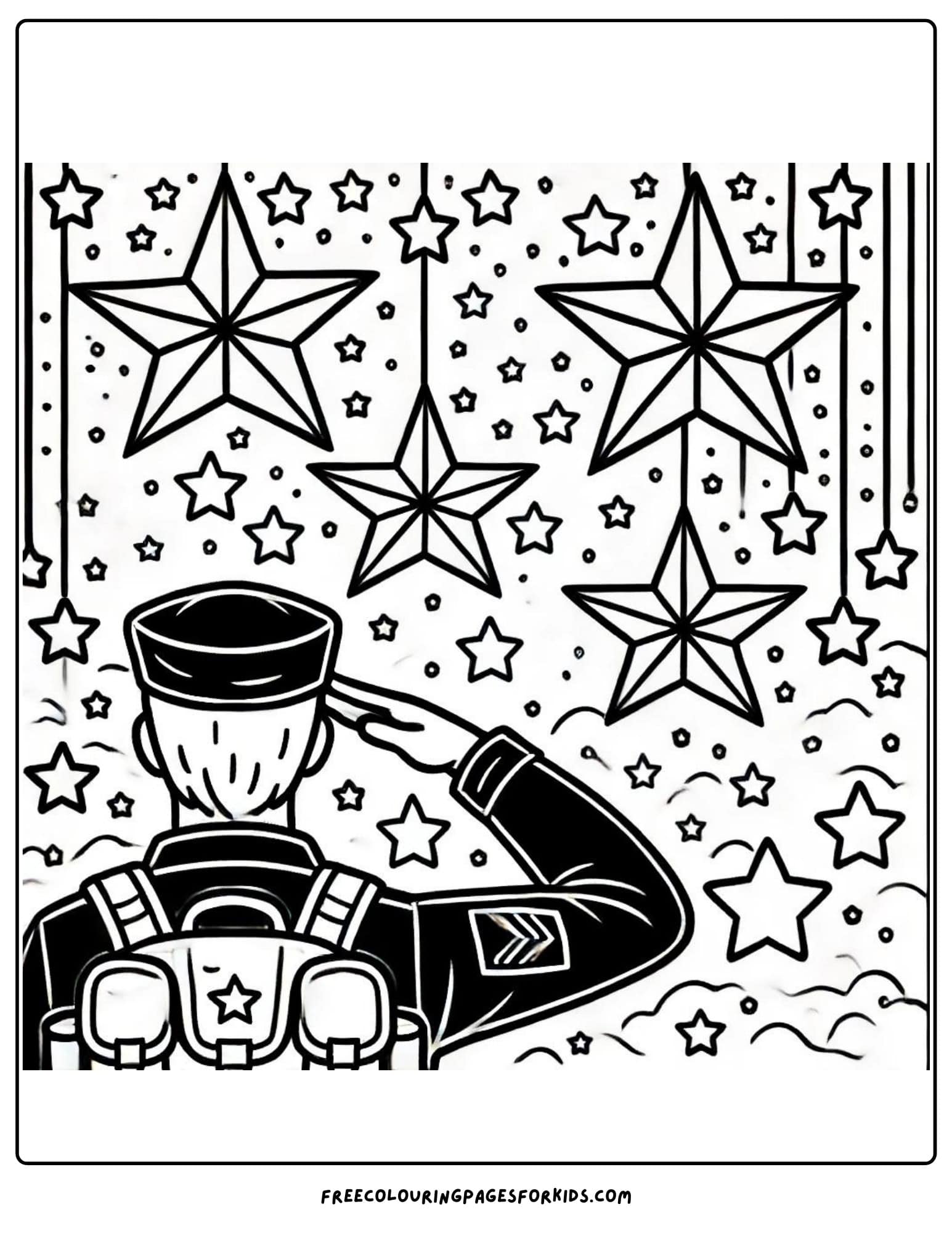 purple heart day soldeir saluting stars coloring page