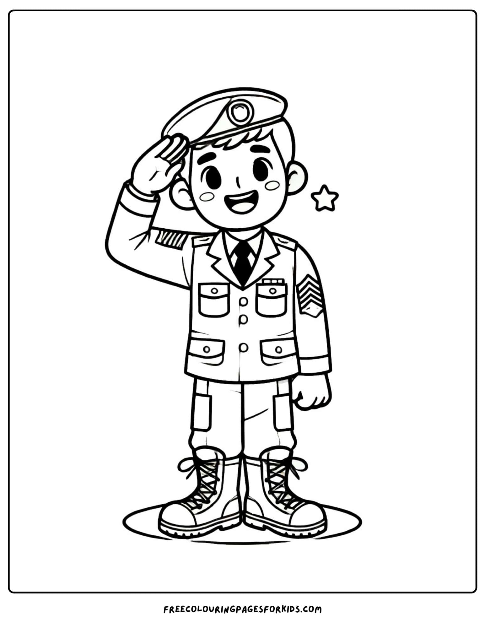 purple heart day soldier saluting coloring page