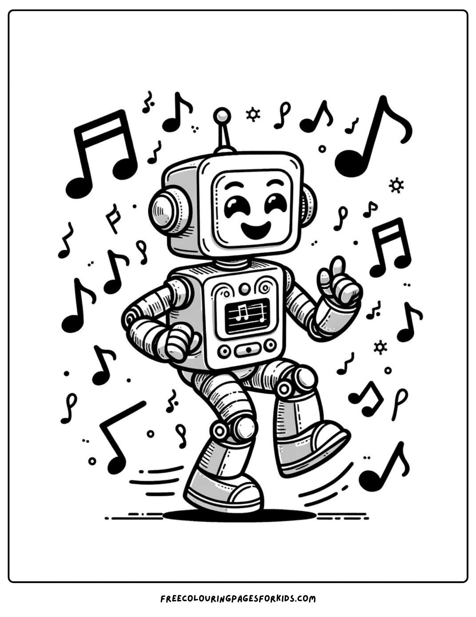 robot dancing coloring page