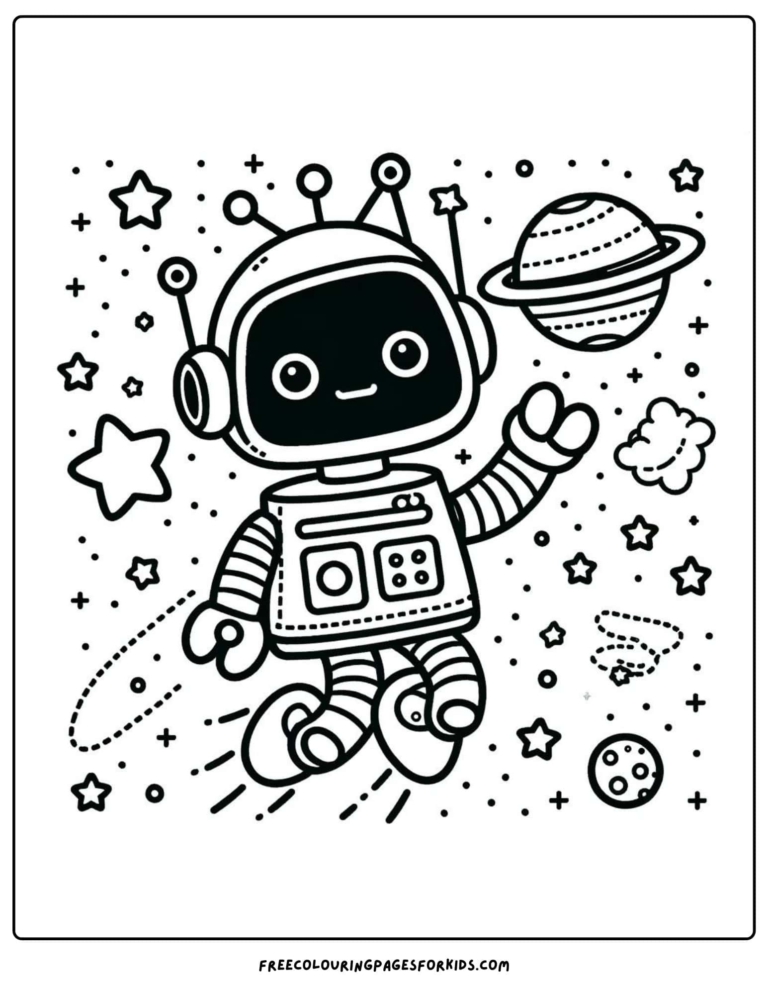 robot in space coloring page