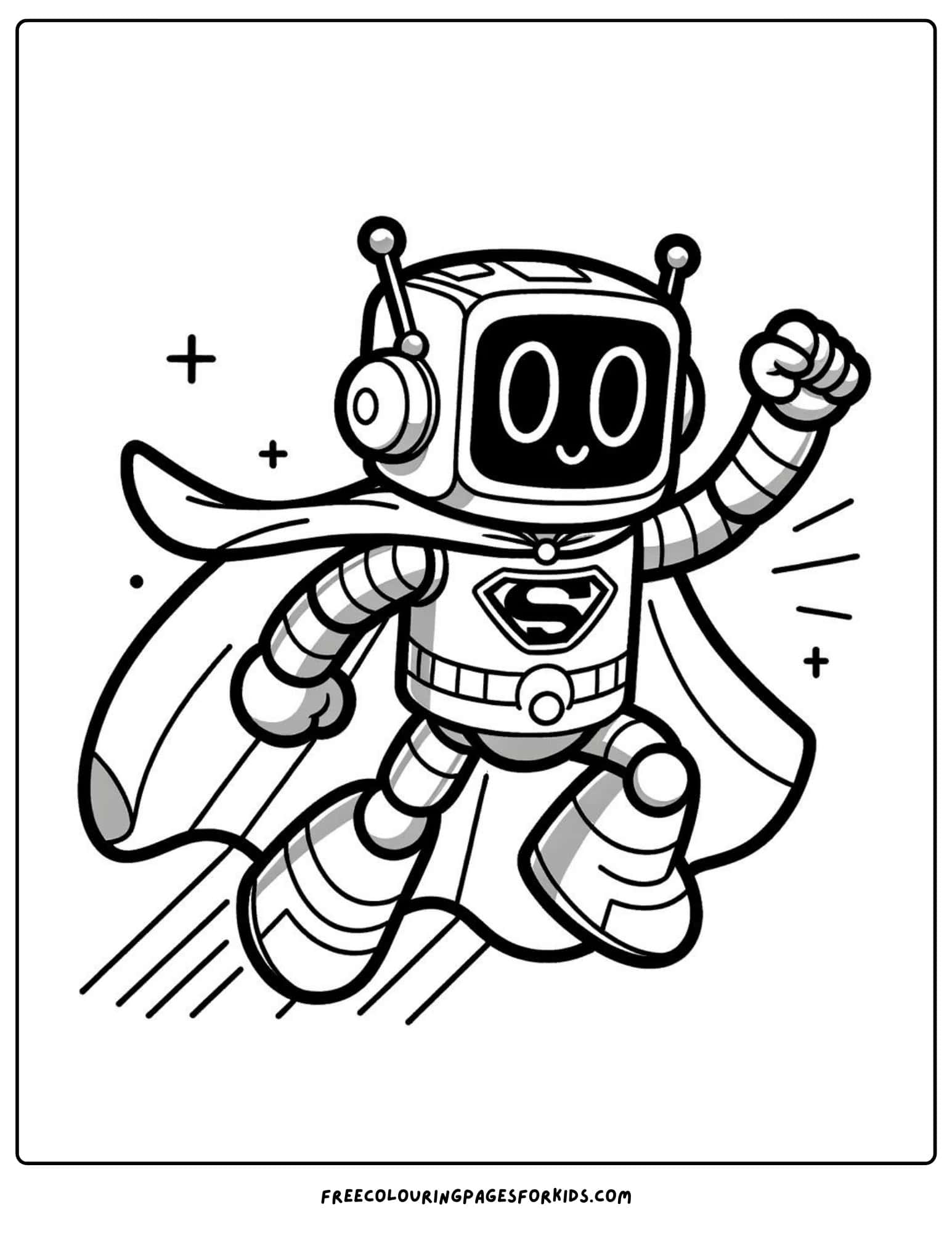 robot superhero coloring page