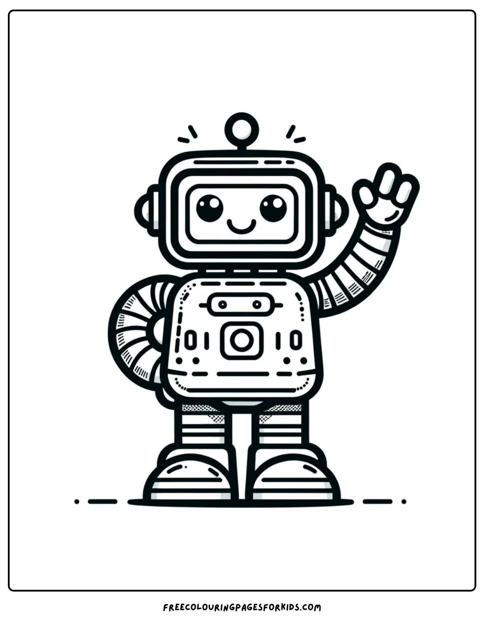 robot waving coloring page