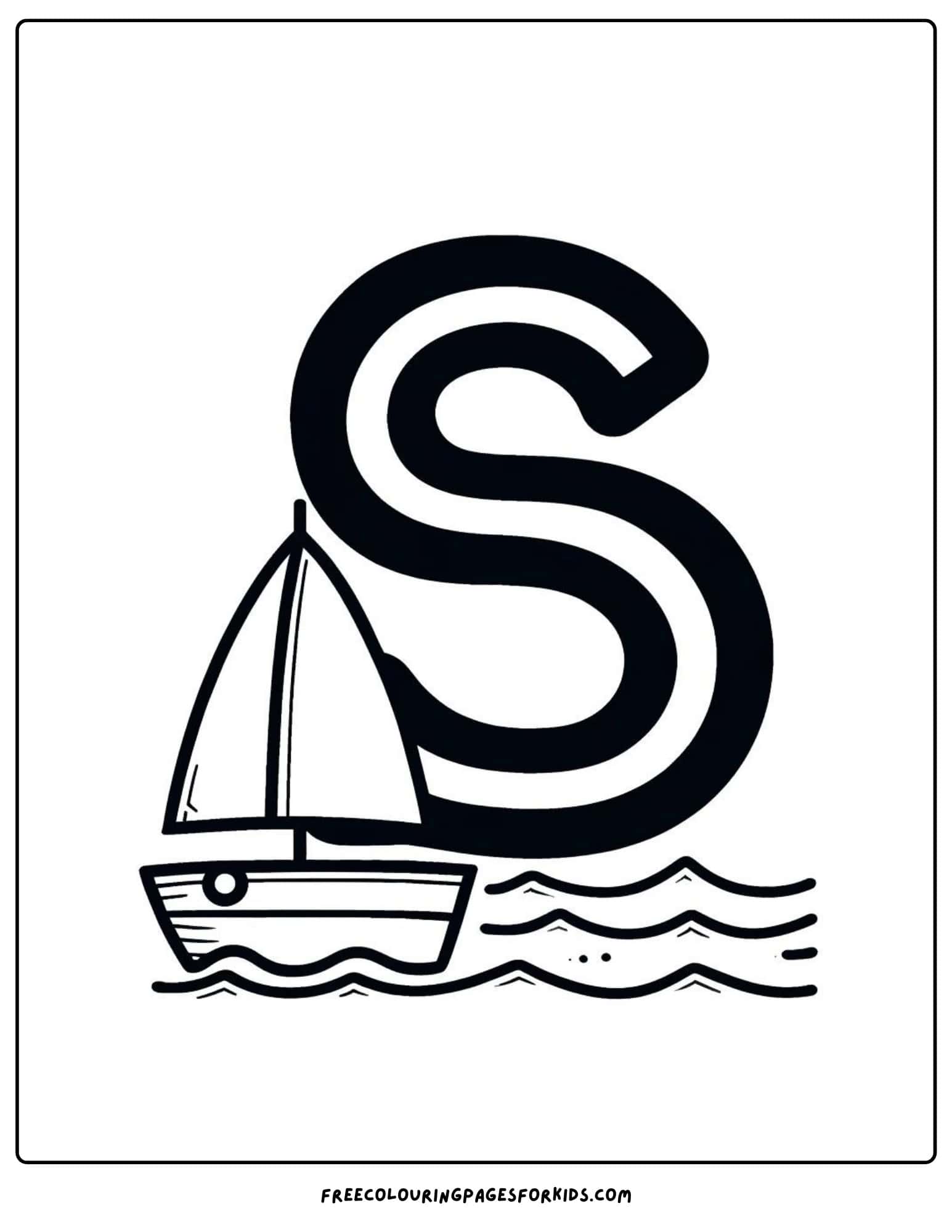 letter S for sailboat coloring page