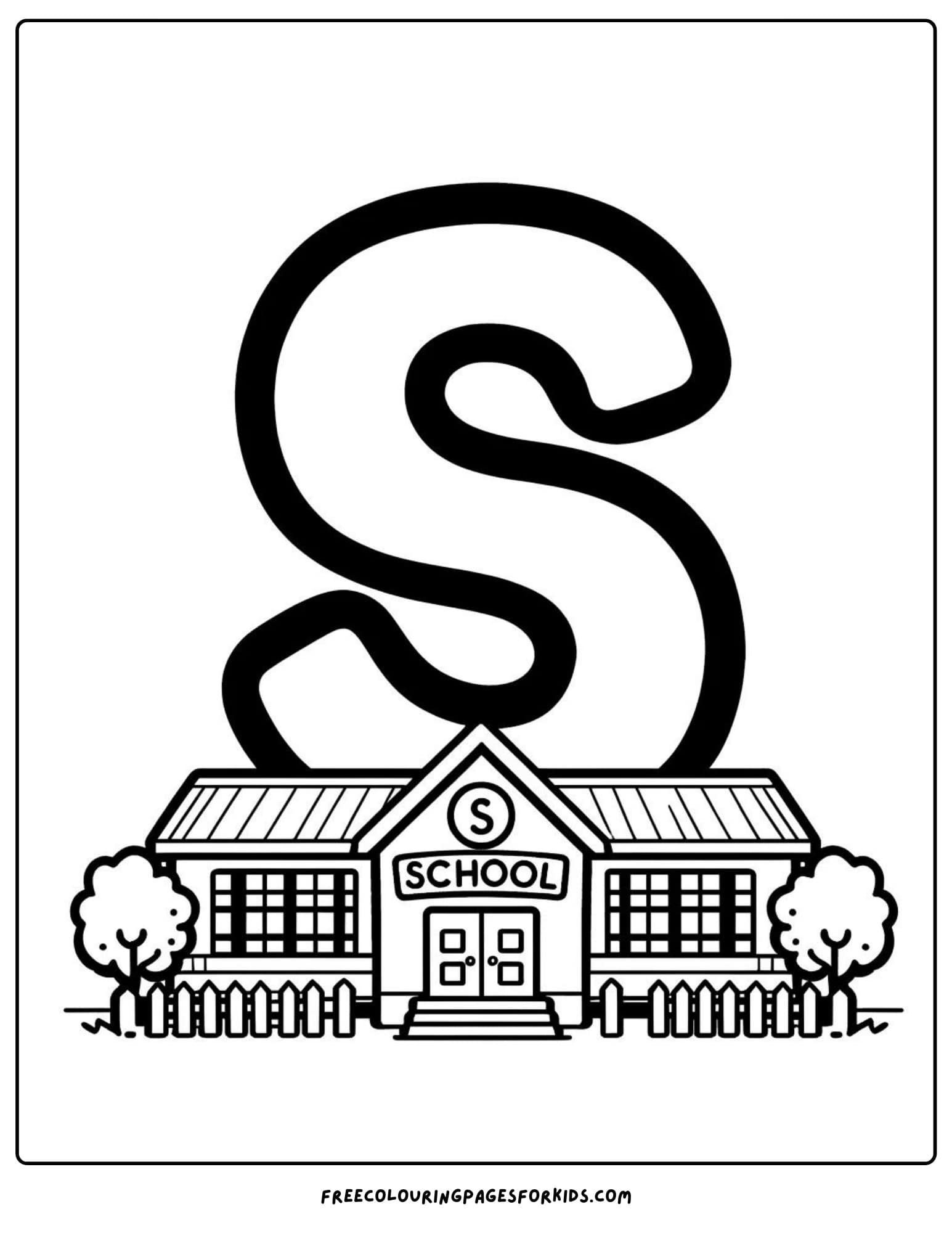 letter S for school coloring page