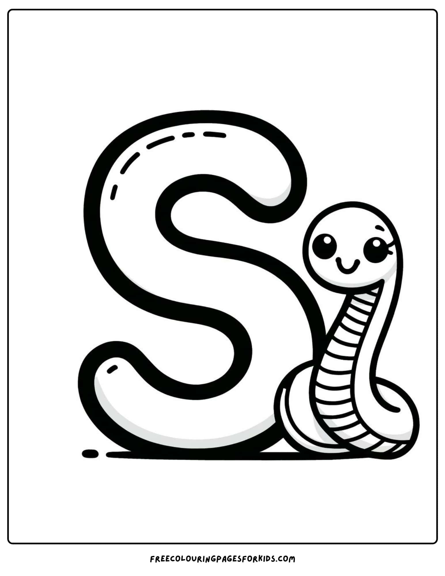 letter S for snake coloring page