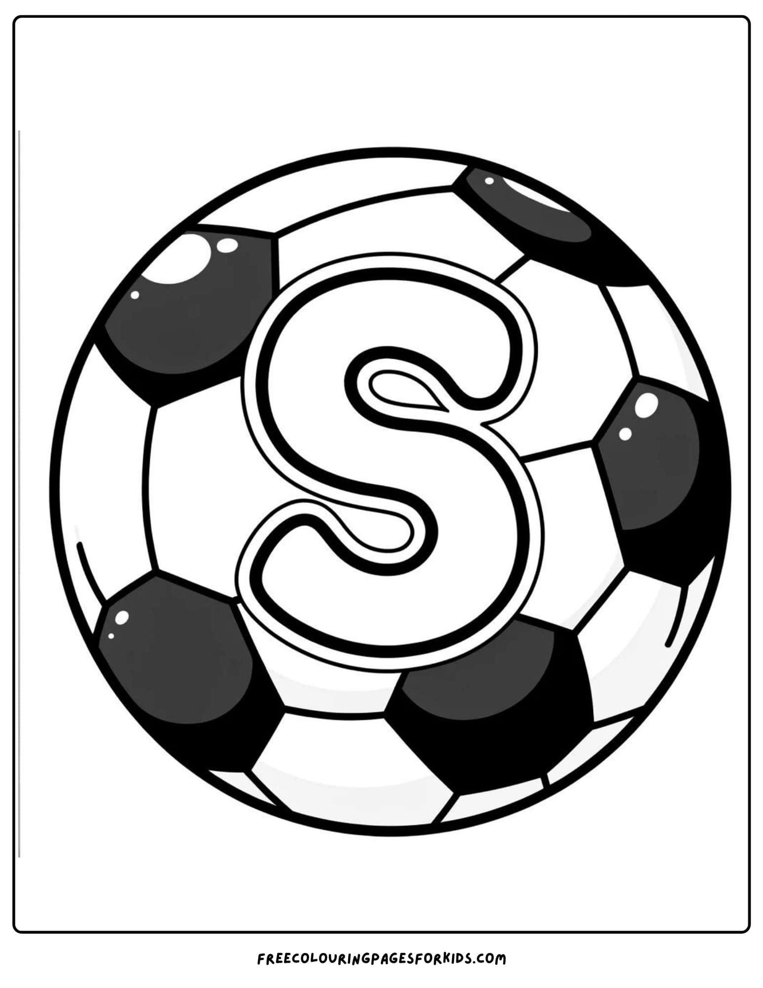 letter S for soccer ball coloring page