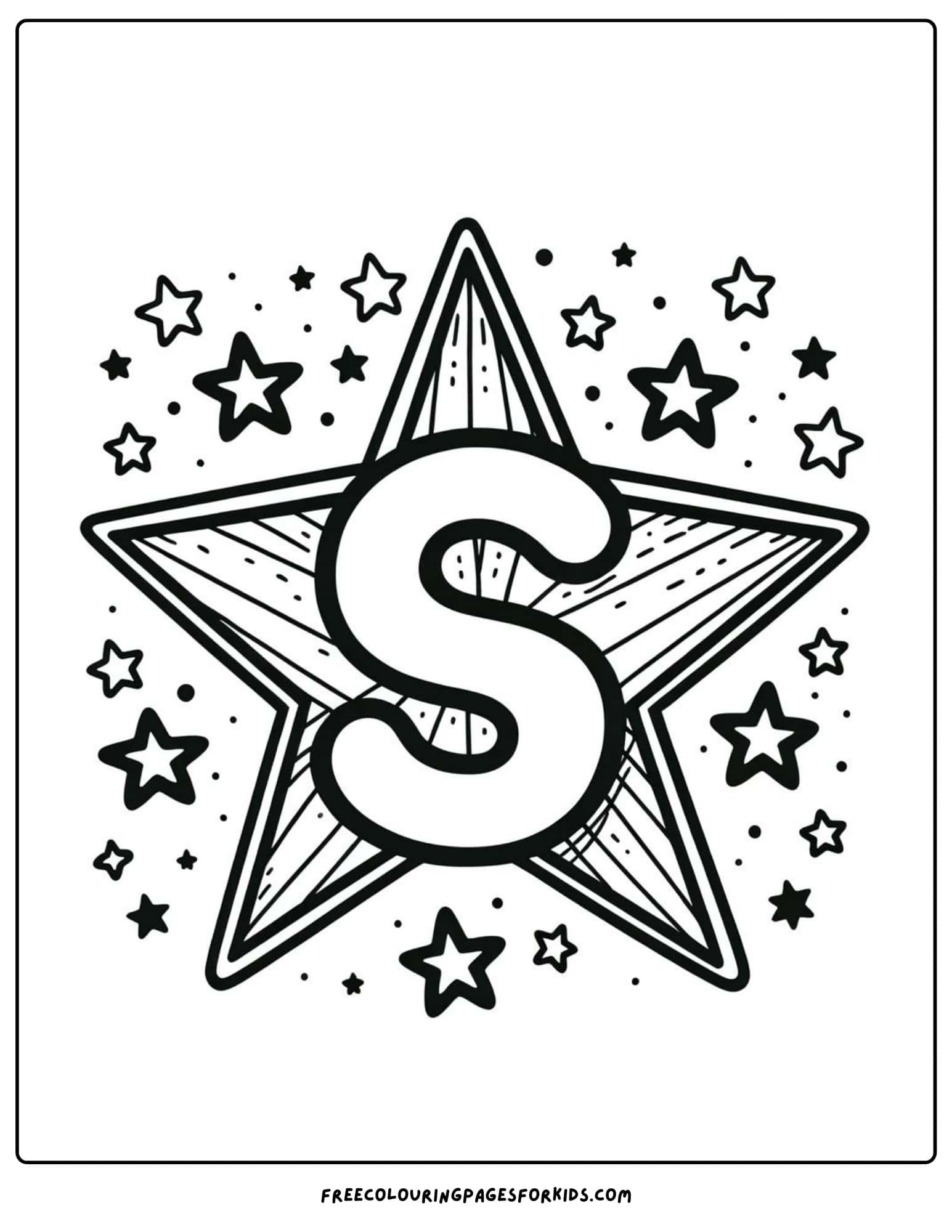 letter S for star coloring page