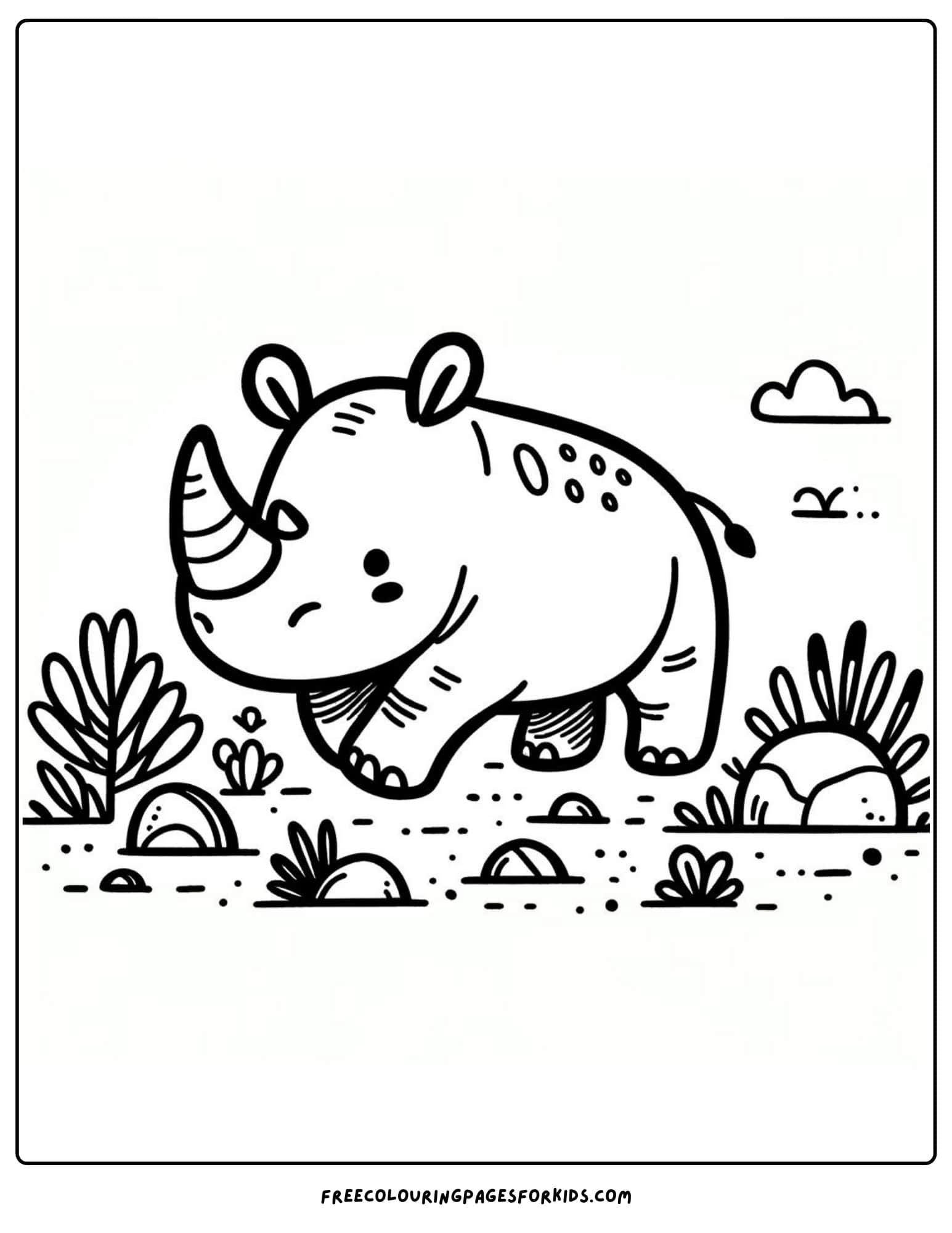 safari animal rhino coloring page