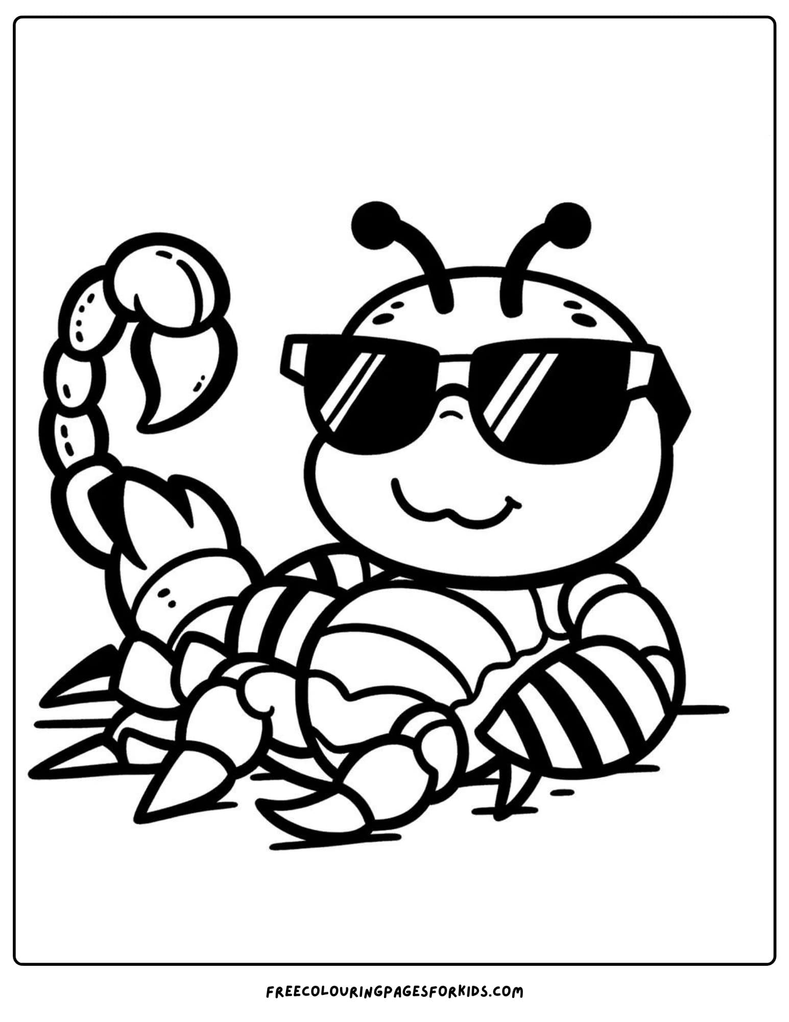 scorpion with sunglasses coloring page