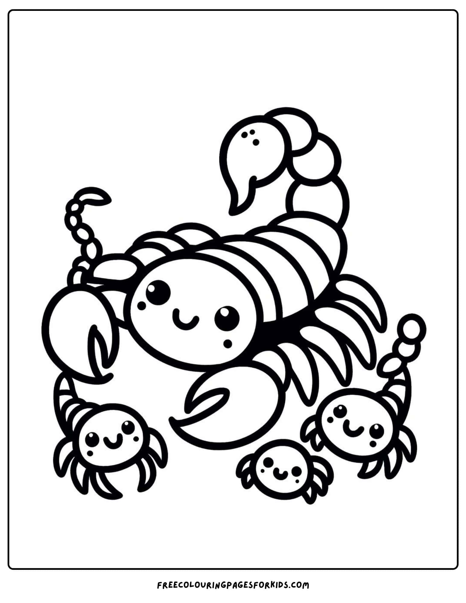 scorpion with family coloring page