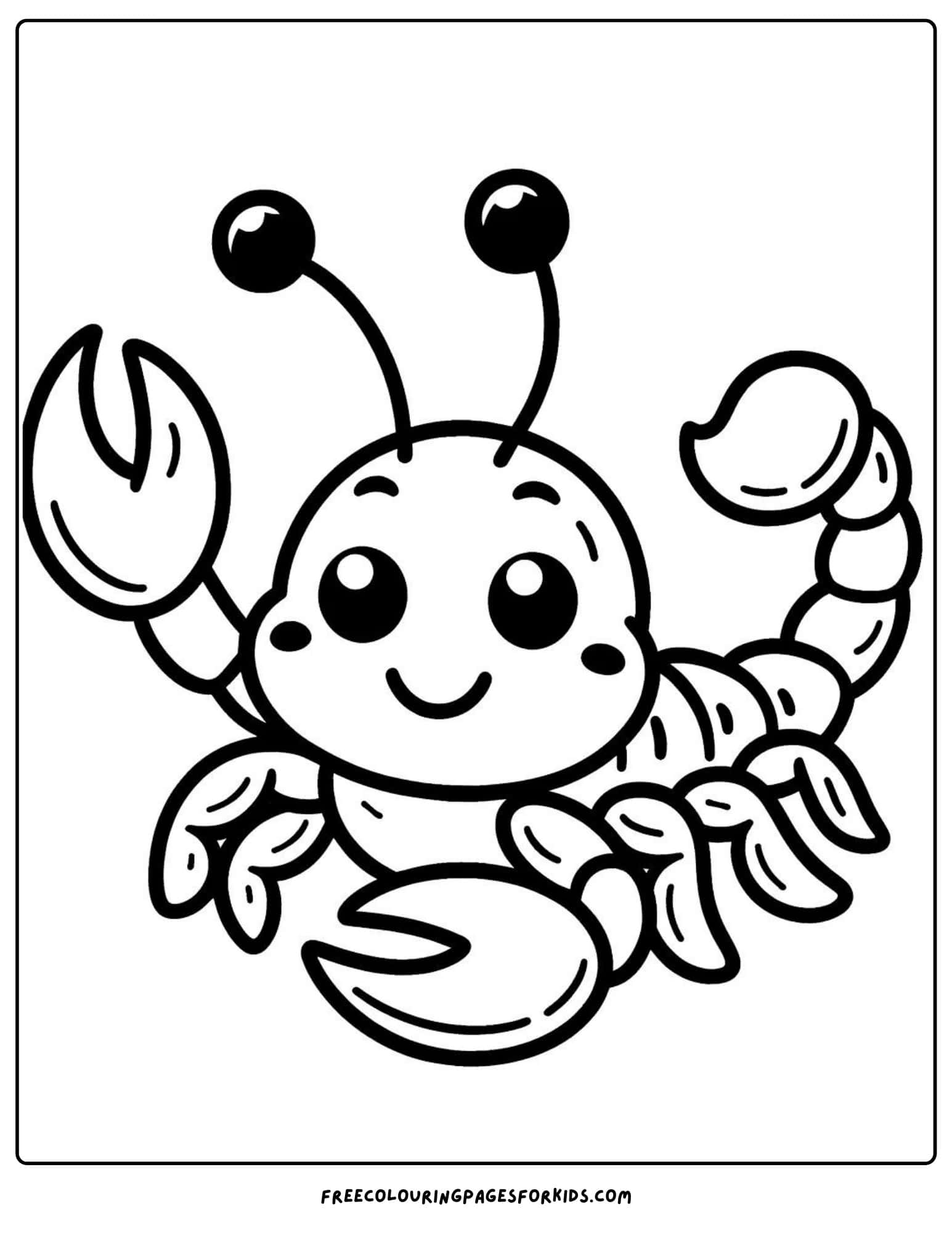 a happy smiling scorpion coloring page