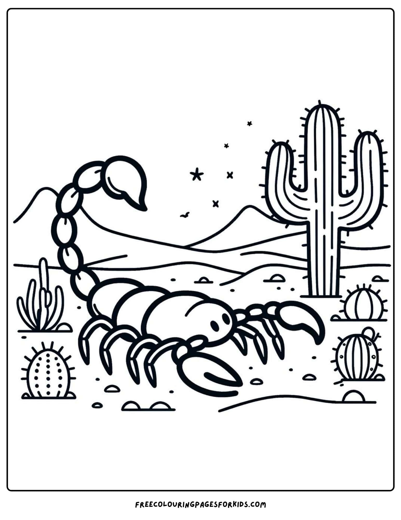 scorpion in the desert coloring page