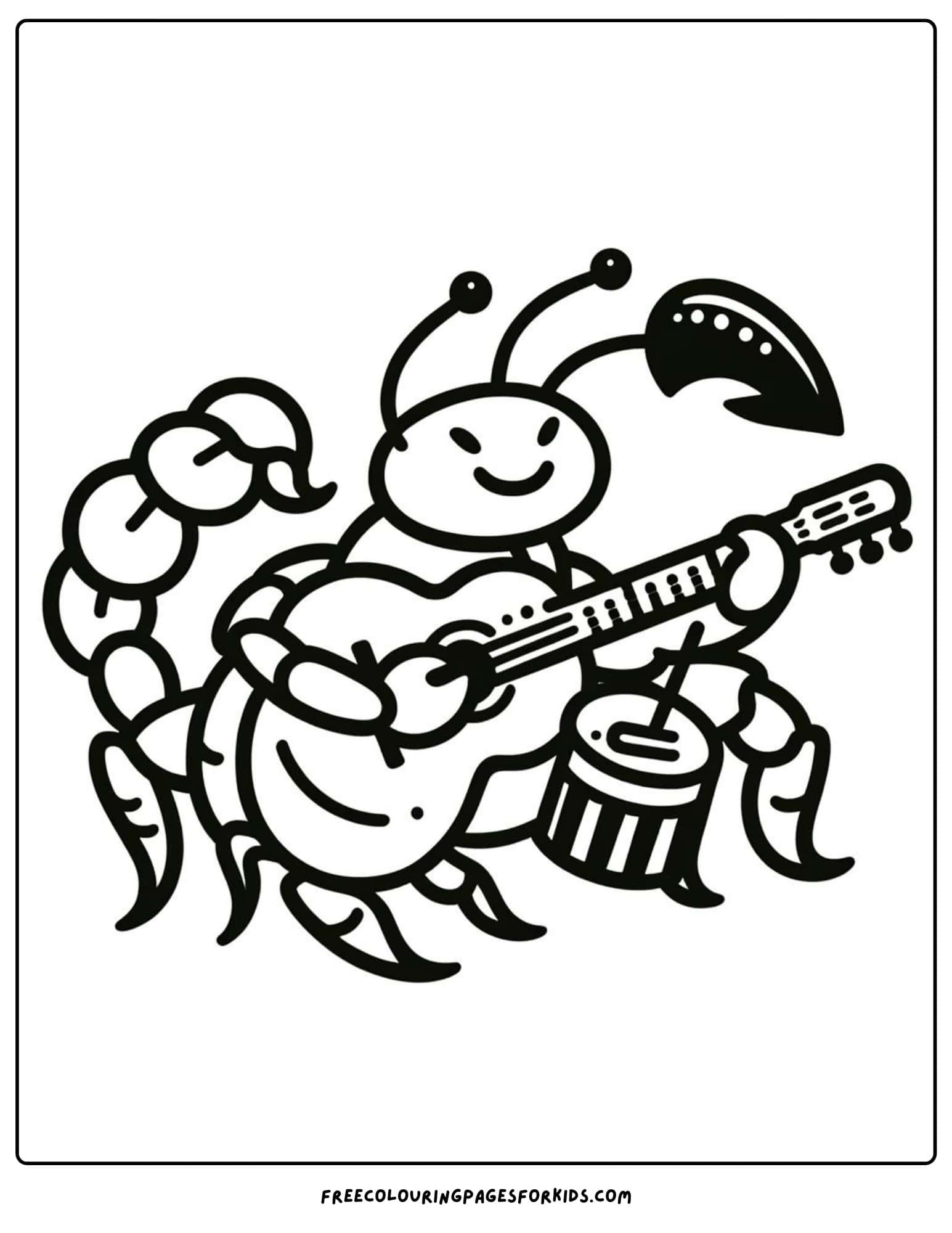 scorpion playing music coloring page