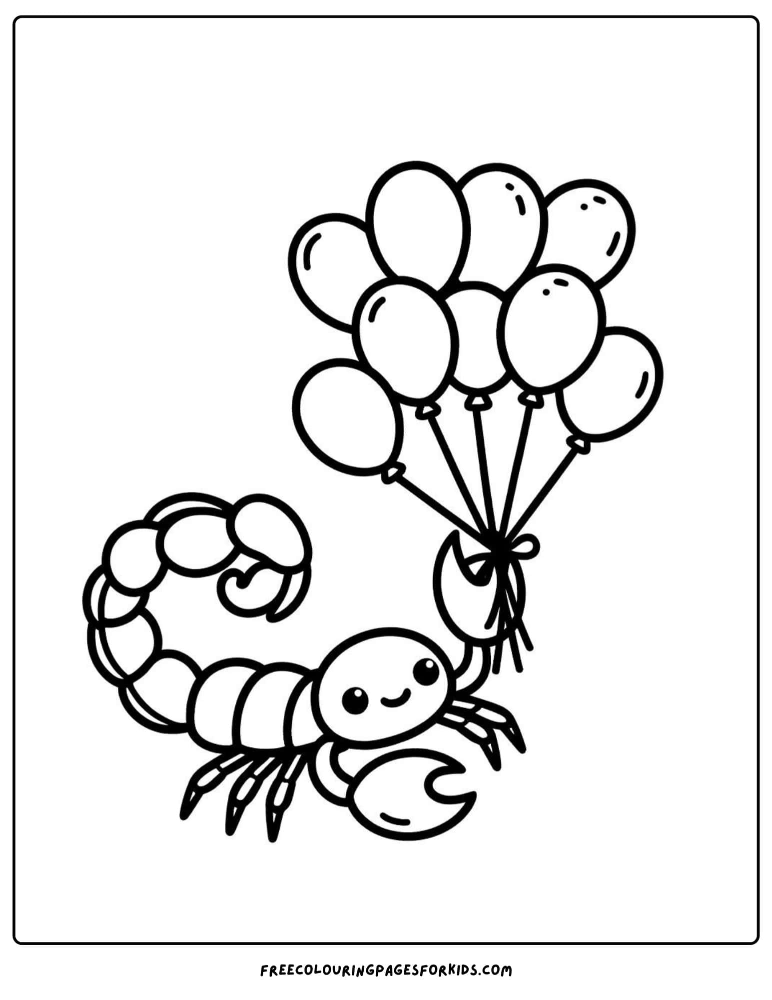 scorpion with balloons coloring page