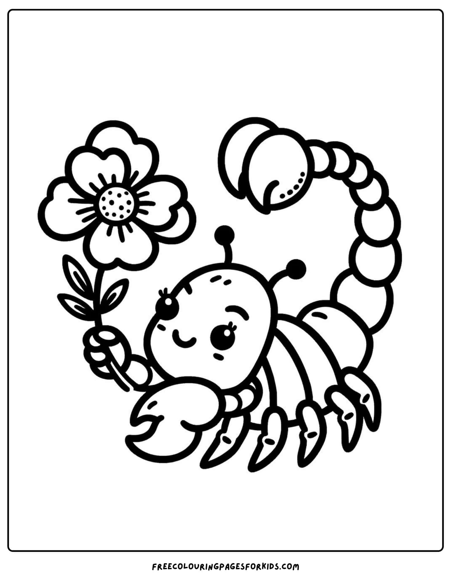 scorpion with a flower coloring page