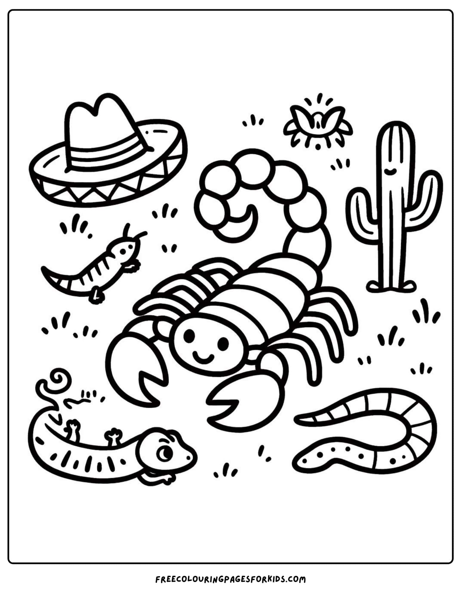 scorpion with friends coloring page