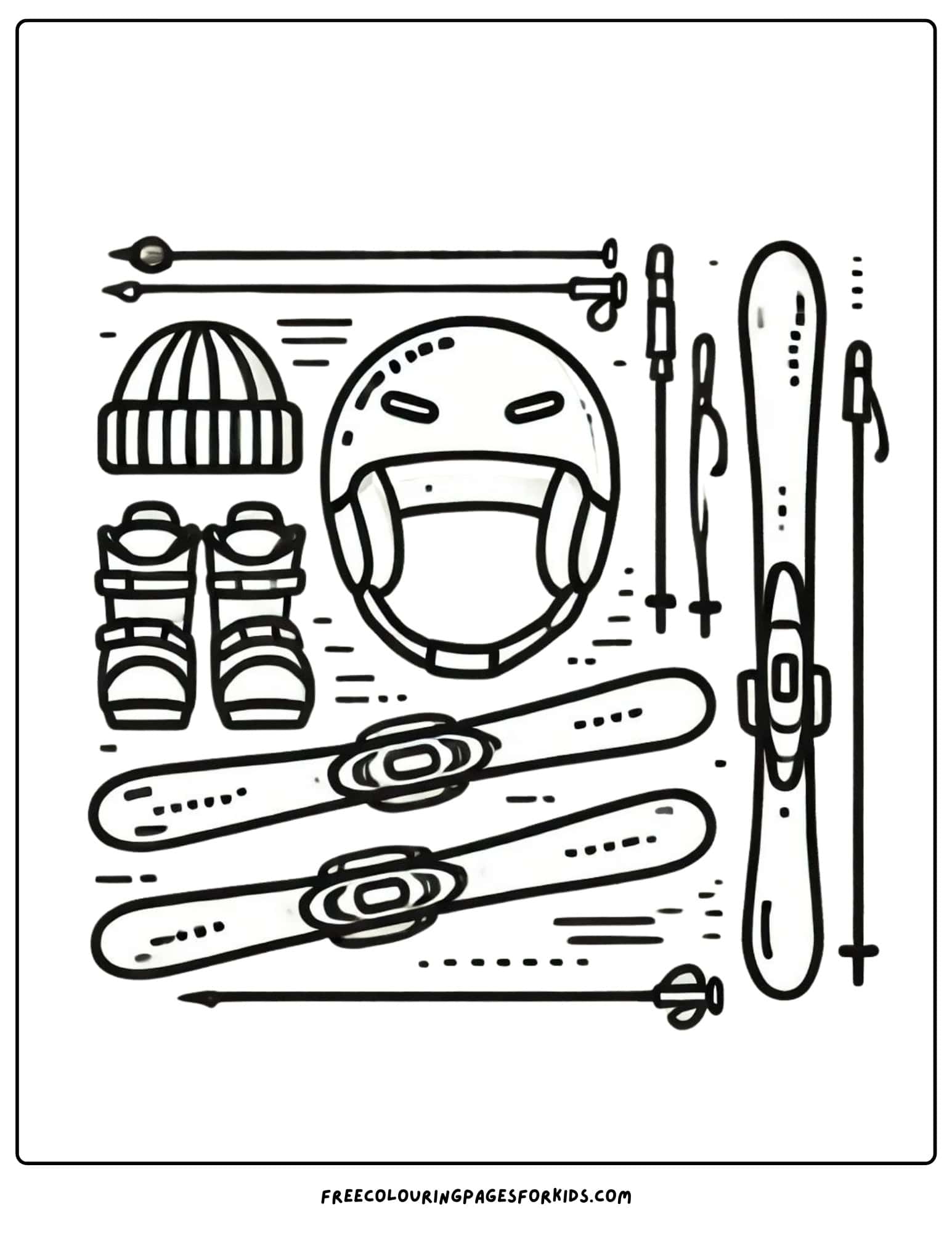 skiing gear coloring page