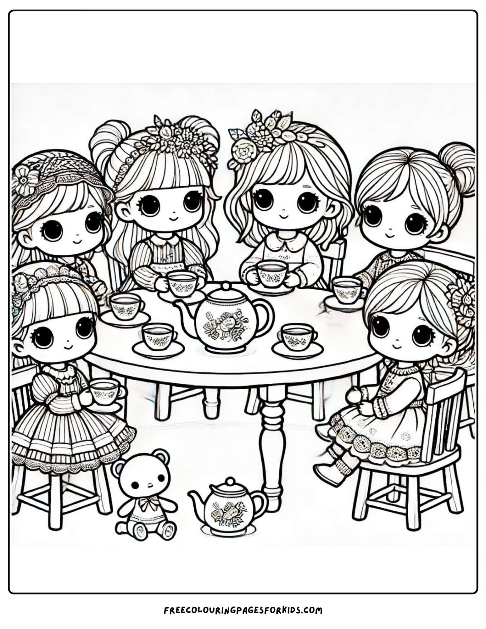 tea party doll tea party coloring page