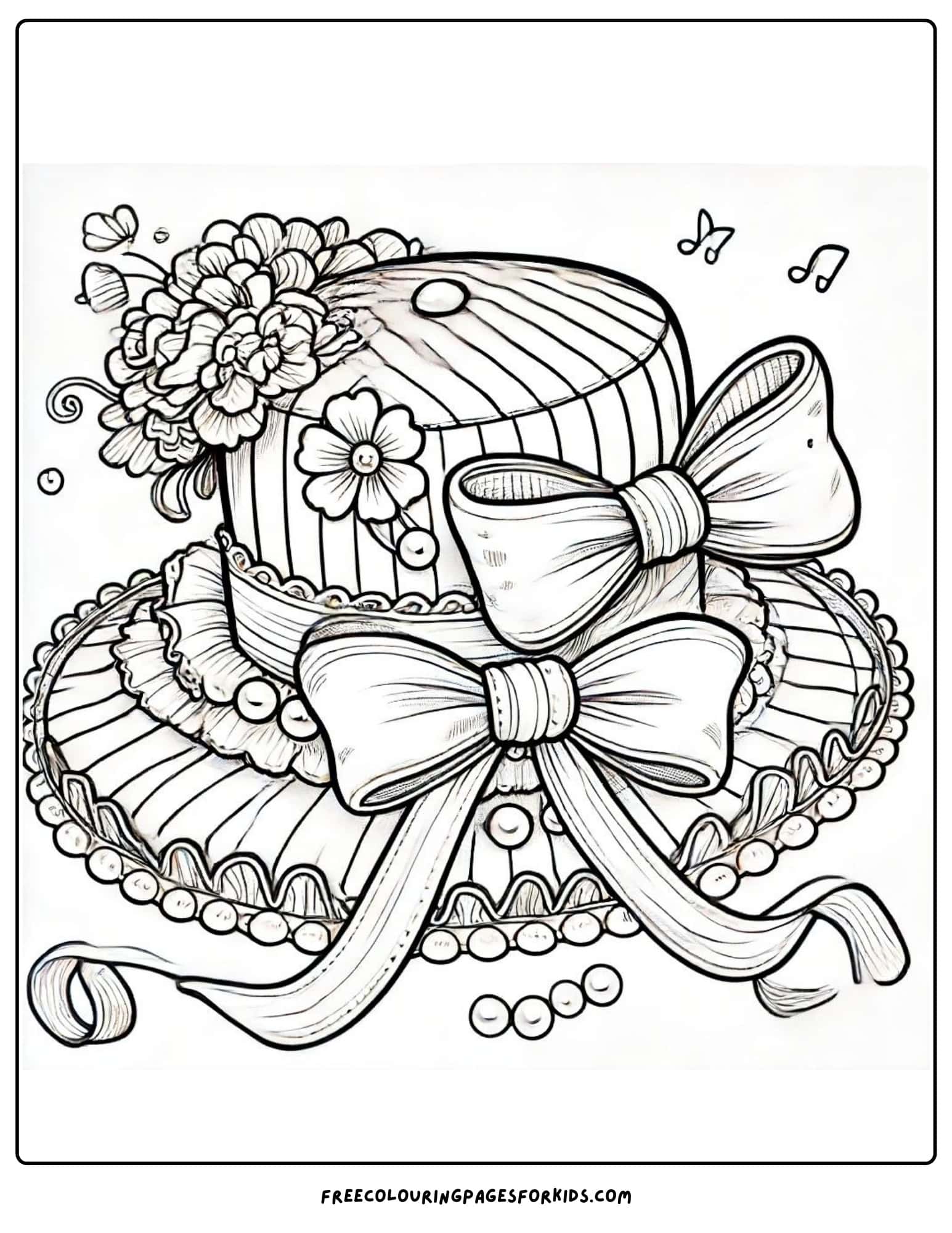 tea party fancy hat coloring page