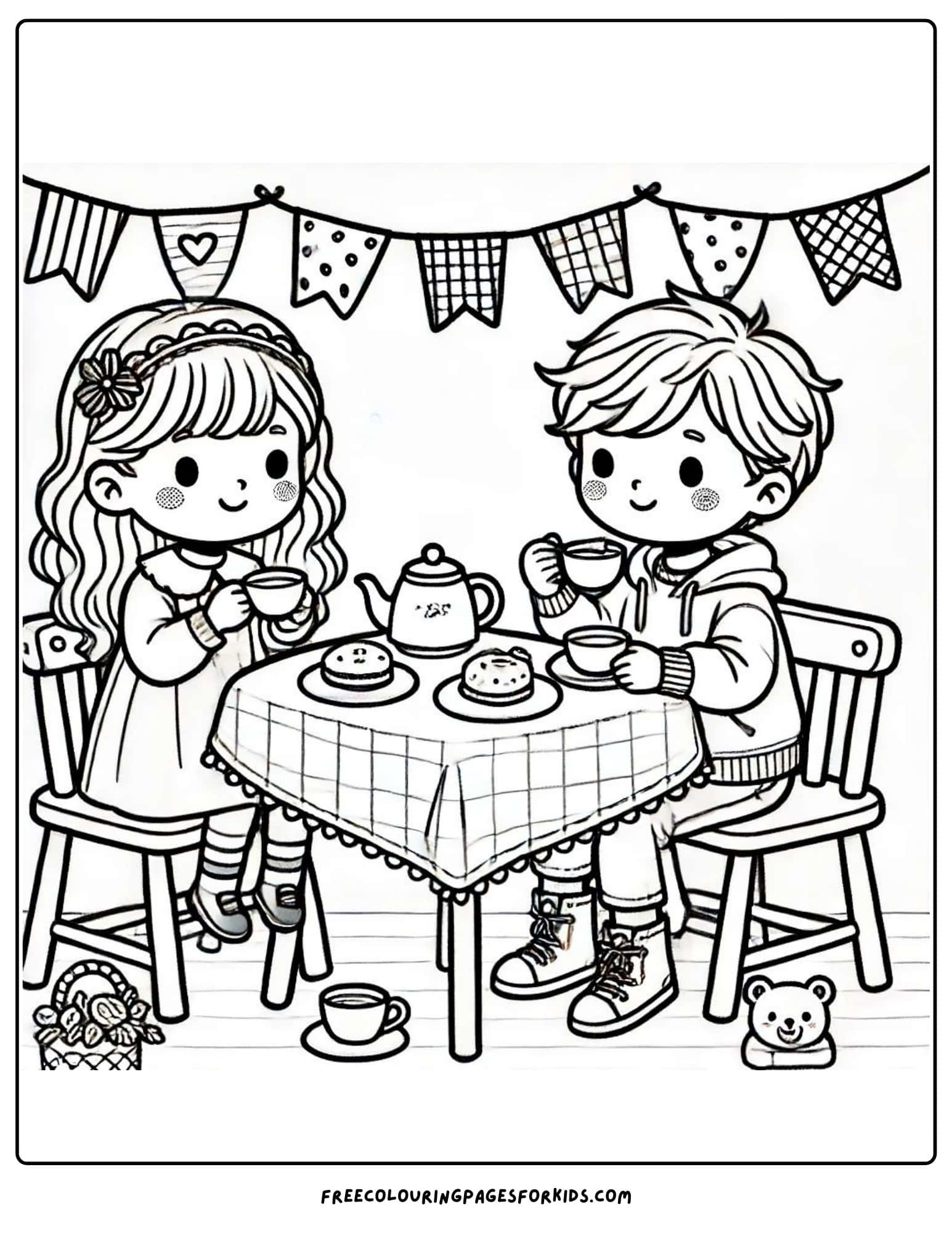 tea party with. friends coloring page