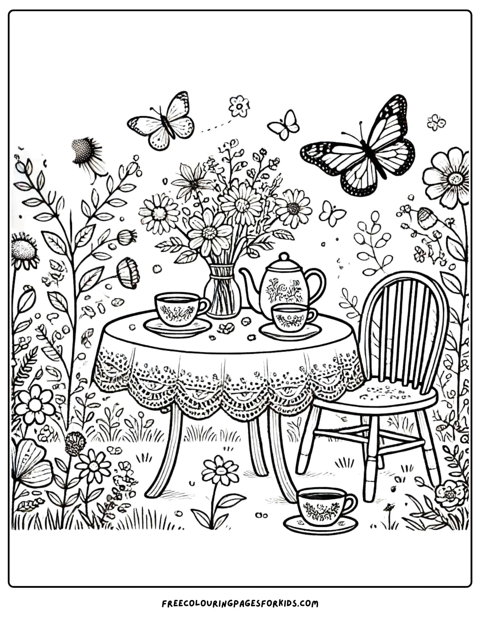 tea party garden tea party coloring page