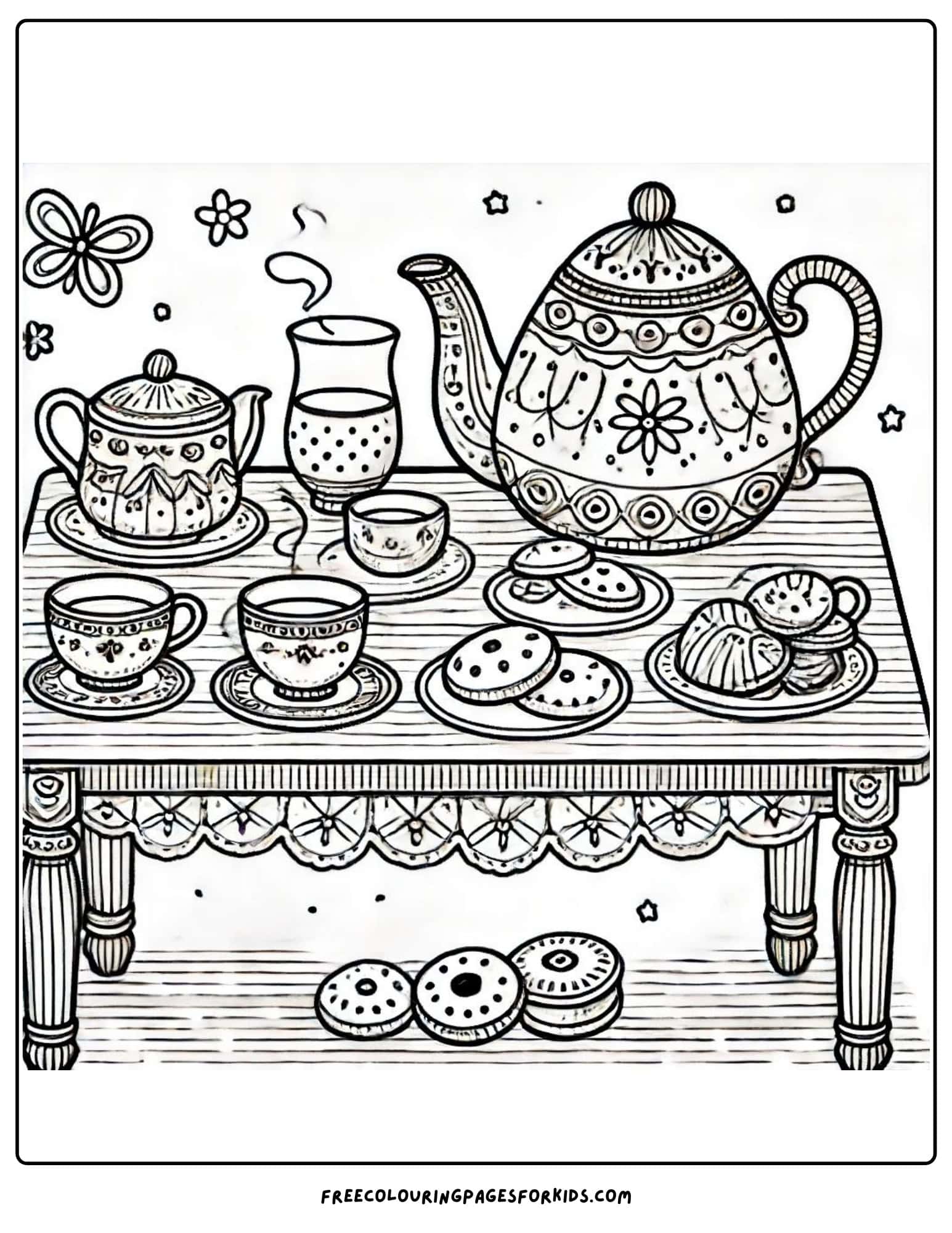 tea party tea party table coloring page